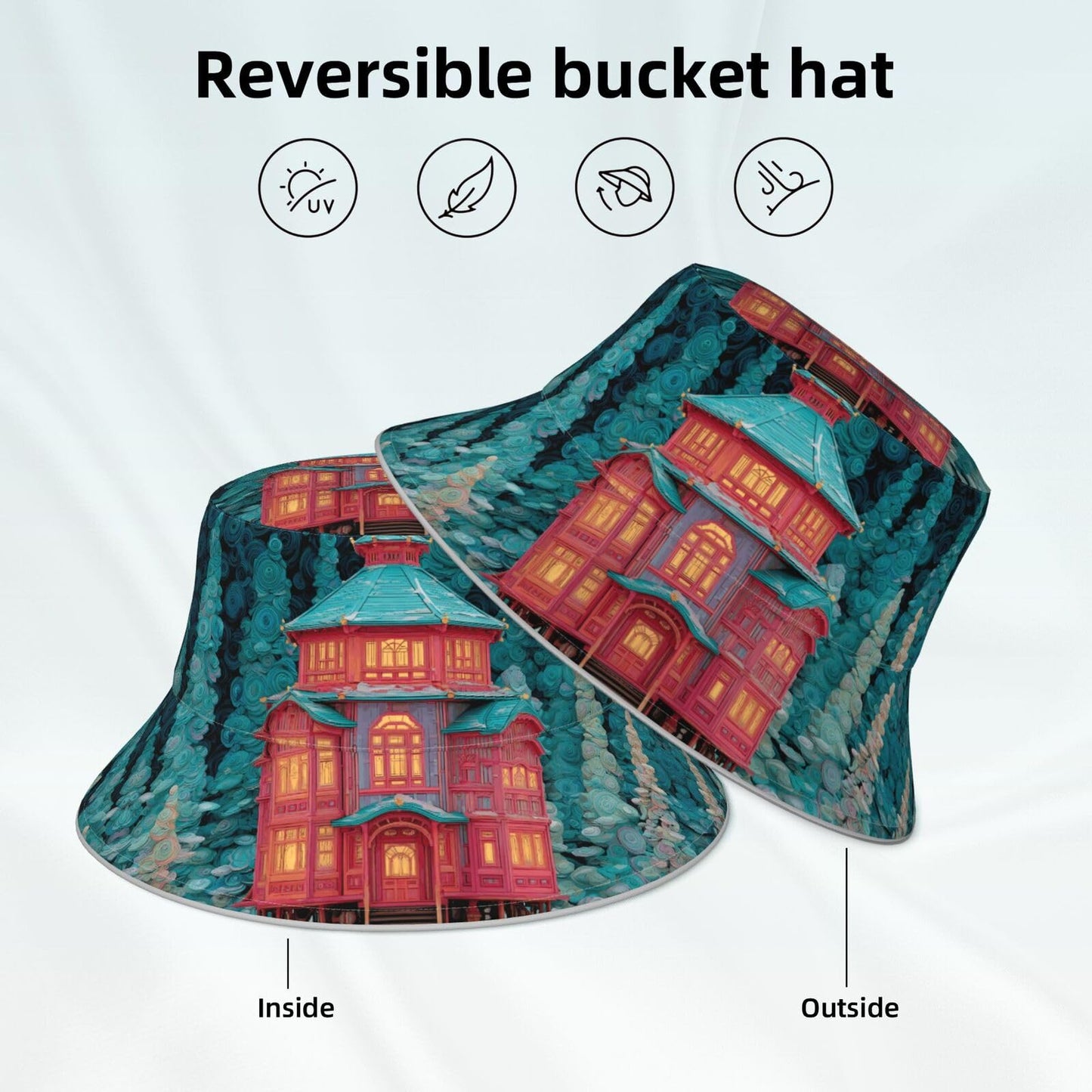 Lavender Enchanted Alcove Versatile Bucket Hat for Sun Protection Foldable Breathable and Stylish Outdoor Accessory Black
