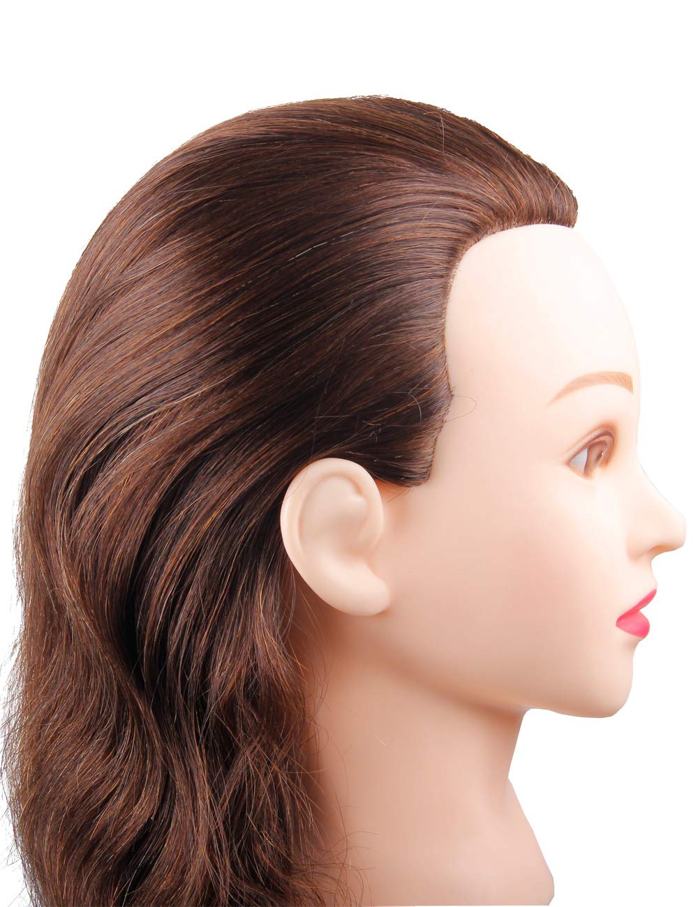 White Smoke Mannequin Head with 100% Human Hair Hairdresser Training Head Manikin Cosmetology Doll Head Salon Training Practice Head with Blonde Human Hair Styling Dye Cutting with Clamp Stand.