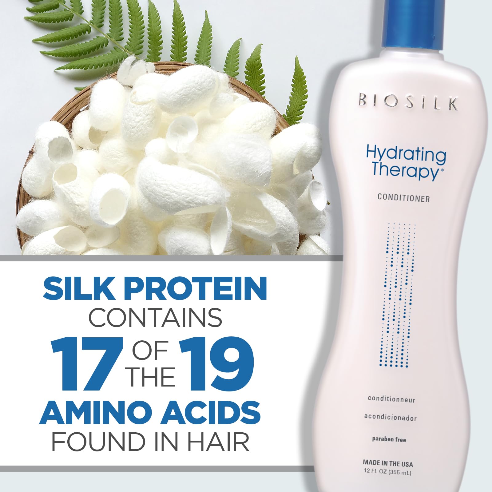 White Smoke BioSilk Hydrating Conditioner, Replenishes Moisture For Strong & Smooth Hair, Sulfate, Paraben, & Cruelty-Free, 12 Oz