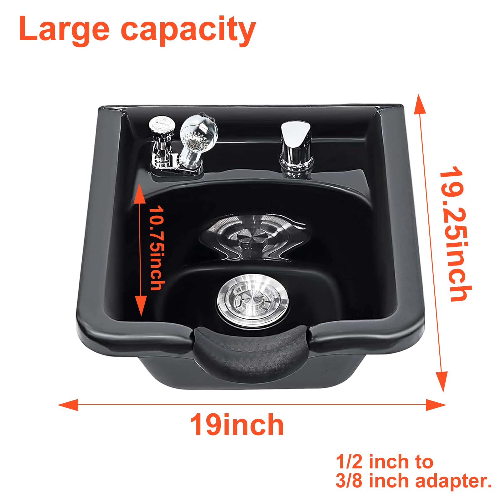 White Smoke Shampoo Bowl for Salons, Hair Sink with Upgraded Leak-Proof Drain Kit, Portable Hair Washing Sink for Salon & Home, Hairs Backwash Basin Beauty Salon Equipment for Hairstylists