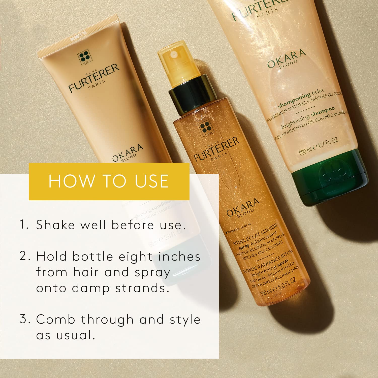 Tan Rene Furterer OKARA BLONDE Brightening Spray, Natural Highlighted & Bleached Blonde