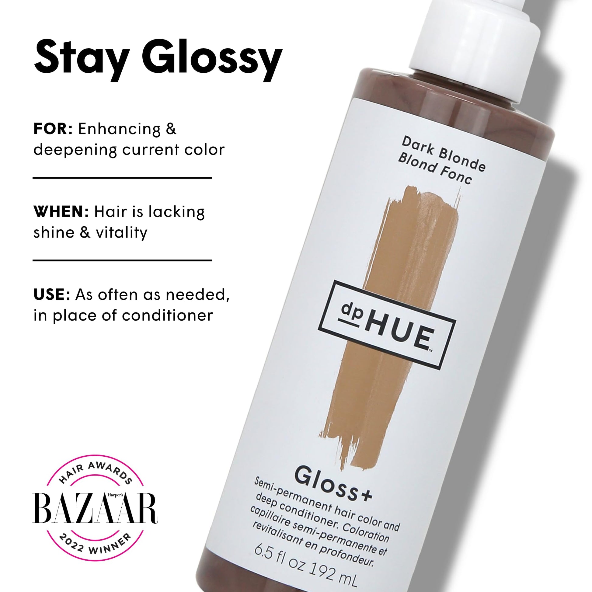 White Smoke dpHUE Gloss+, Dark Blonde - Boosts Fading & Faded Hair Color - 8-12 Applications per Bottle - Lasts Up to 8 Washes
