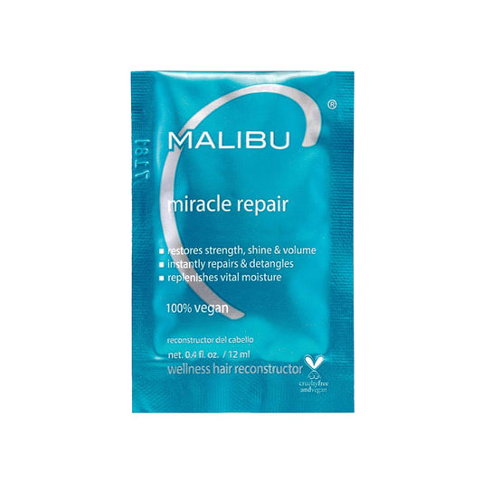 Dark Cyan Malibu C Miracle Repair Hair Reconstructor (1 Packet) - Nourishing Hair Repair Treatment for Weak, Damaged Strands - Flax Protein & Vitamin B5 for Hair Strength