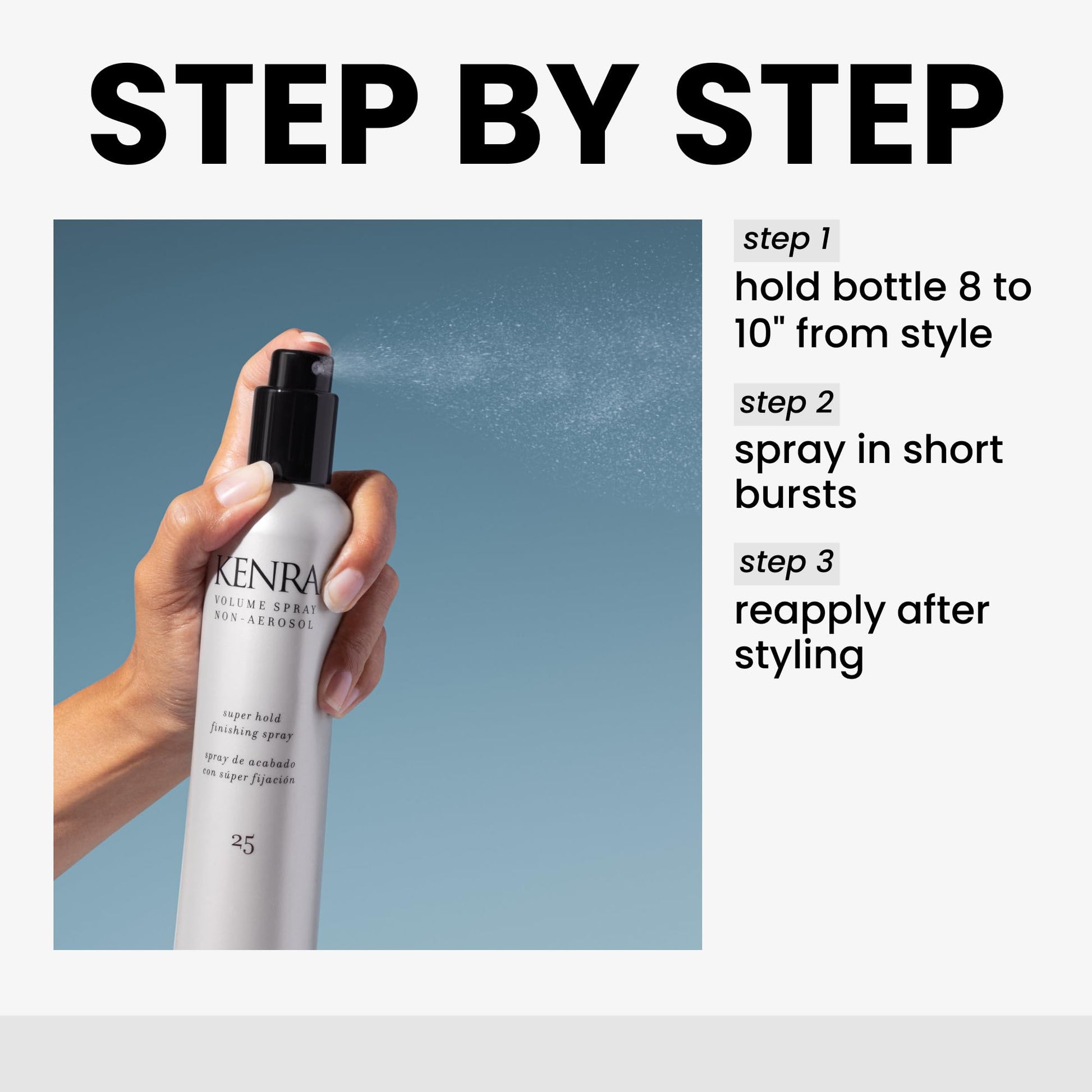 White Smoke Kenra Professional Volume Spray Non Aerosol 25 | Super Hold Finishing Spray | High Humidity Resistance | Flake-Free and Fast-Drying | All Hair Types | 10.1 fl. oz