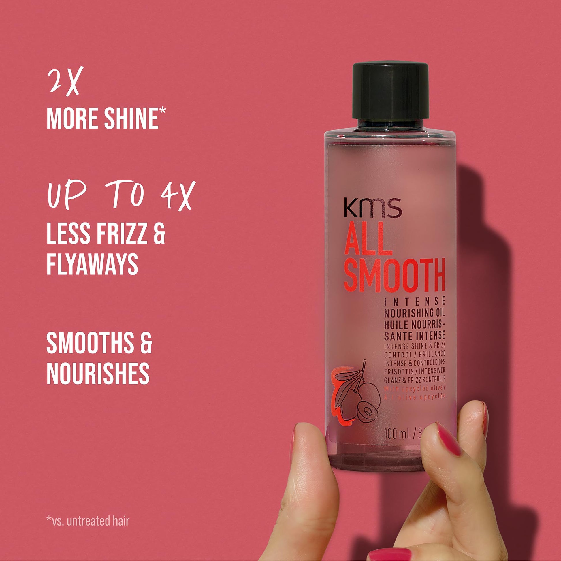 Maroon KMS AllSmooth Intense Nourishing Oil for Medium to Thick, Coarse Hair, 100ml