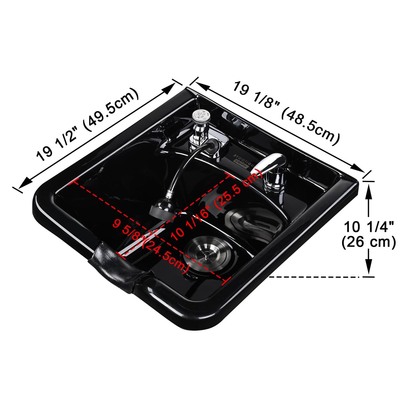 White Smoke BYOOTIQUE Shampoo Bowl Hair Sink with Gel Neck Rest Hair Trap CUPC Vacuum Breaker Barber Salon Spa Mounting Ability for Home Barbershop
