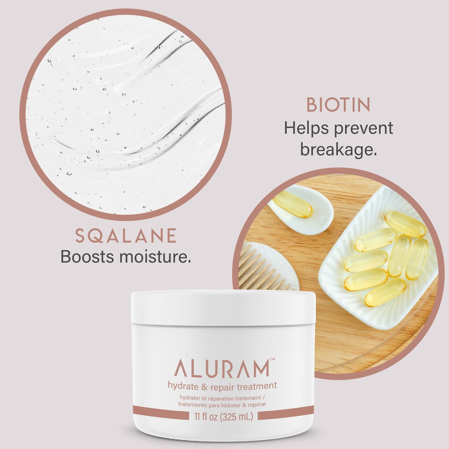 Light Gray Aluram Hydrate & Repair Hair Treatment, Intense Moisture Infusion, Clean Hydration Boost for All Hair Types,11 Fl Oz