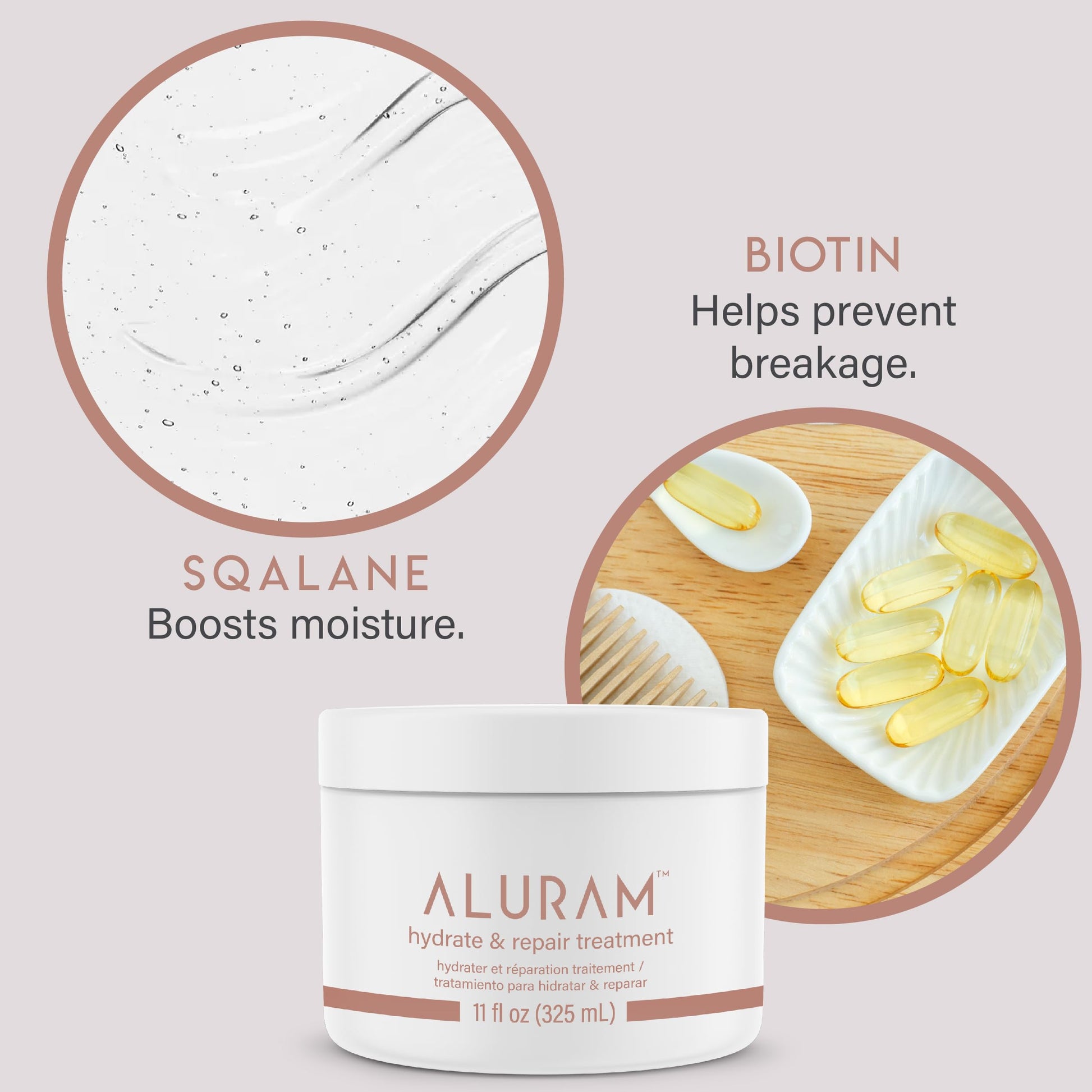 Light Gray Aluram Hydrate & Repair Hair Treatment, Intense Moisture Infusion, Clean Hydration Boost for All Hair Types,11 Fl Oz