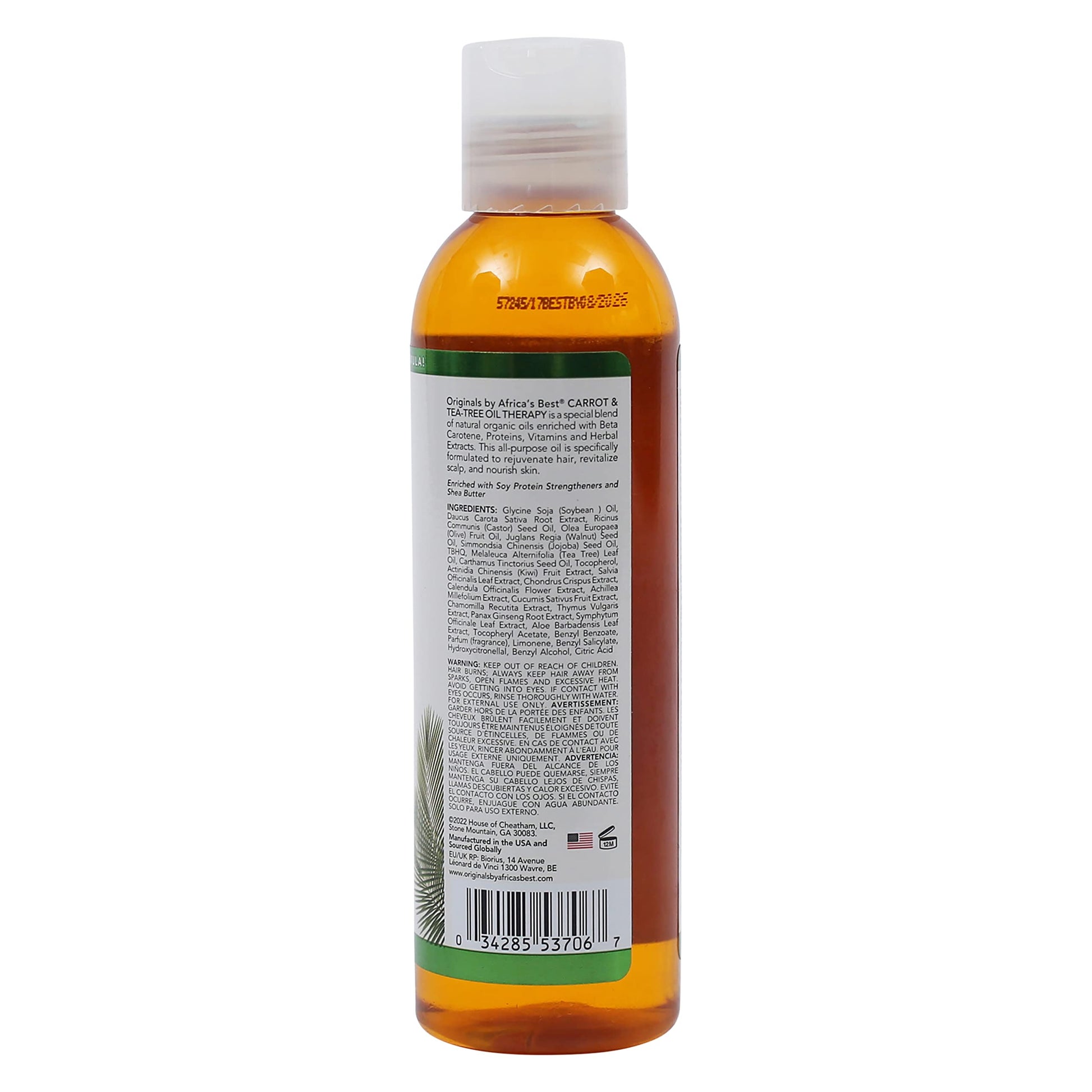 Dark Gray Originals by Africa's Best Carrot Tea Tree Oil Therapy, For Body, Hair and Scalp, Natural Organic Oils Repair, Restores Stimulates, Revitalizes &, Rejuvenates, 6 oz