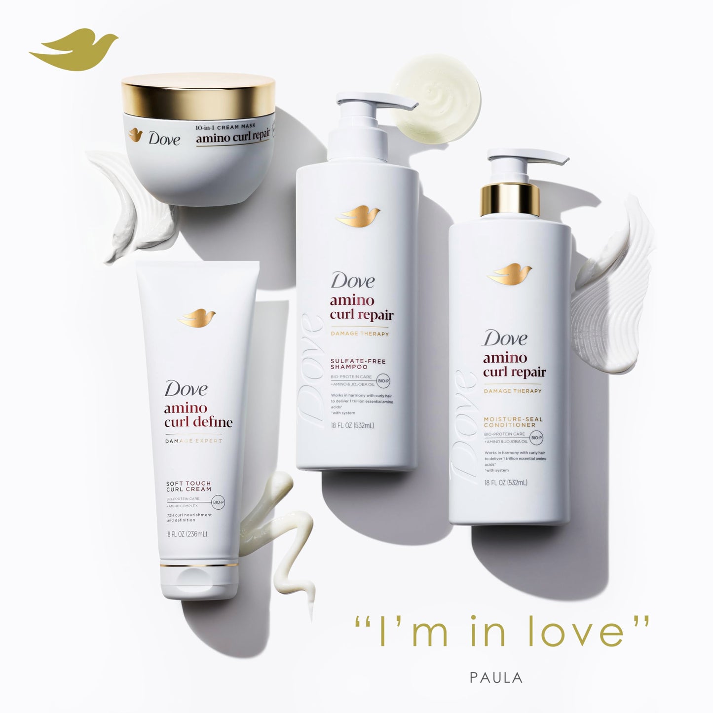 White Smoke Dove Curl Cream Amino Curl for Curly, Coily Hair with Bio-Protein Care Technology + Amino Complex 8 Fl Oz