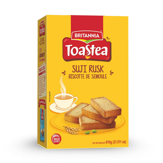 Gold BRITANNIA Toastea Suji Rusk 21.51oz (610g) - Biscotte De Semoule - Crispy Tea Time Snack - Crispy Crunchy Toast (Pack of 1)
