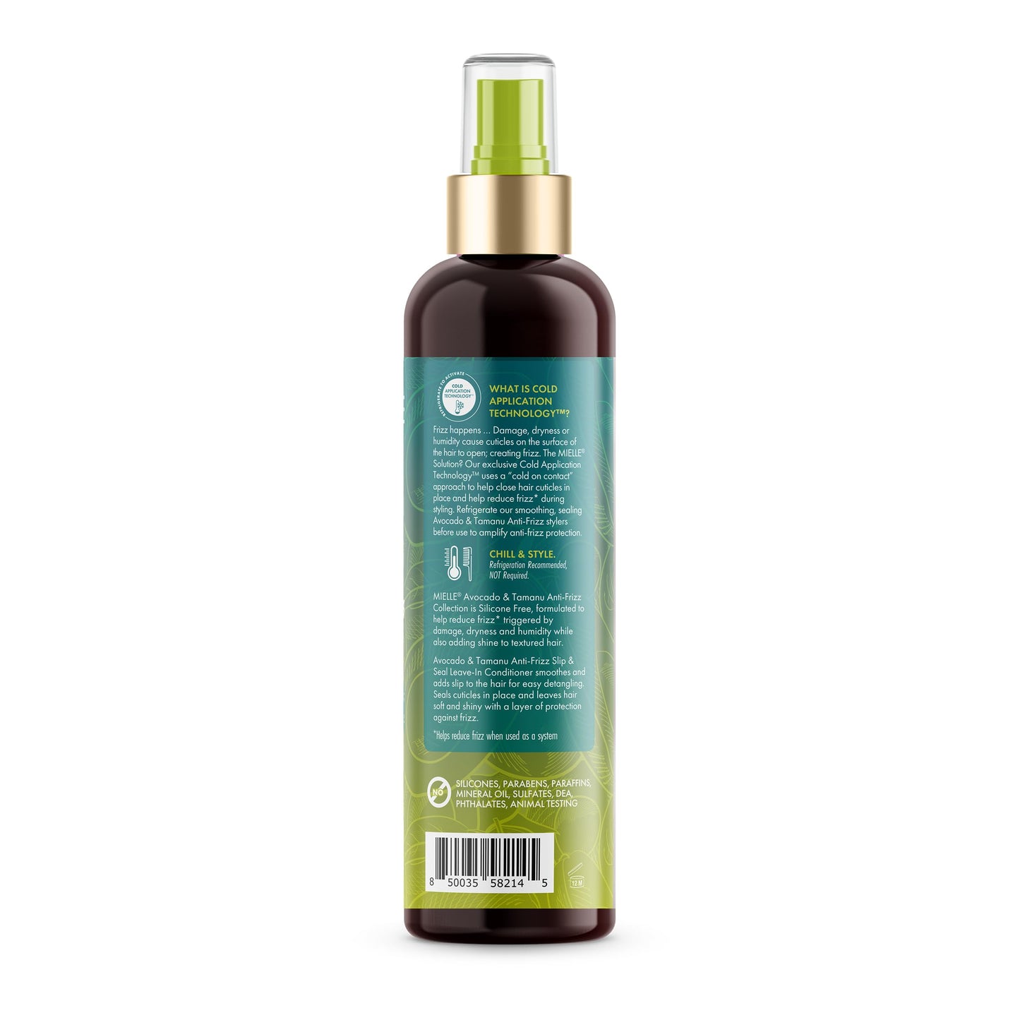 White Smoke Mielle Organics Avocado & Tamanu Hair Leave In Conditioner Spray for Frizz Control - Smoothing Detangler & Anti Frizz Treatment for Dry, Damaged Styles - Nourishes Scalp for Soft, Shiny Strands - 8 oz