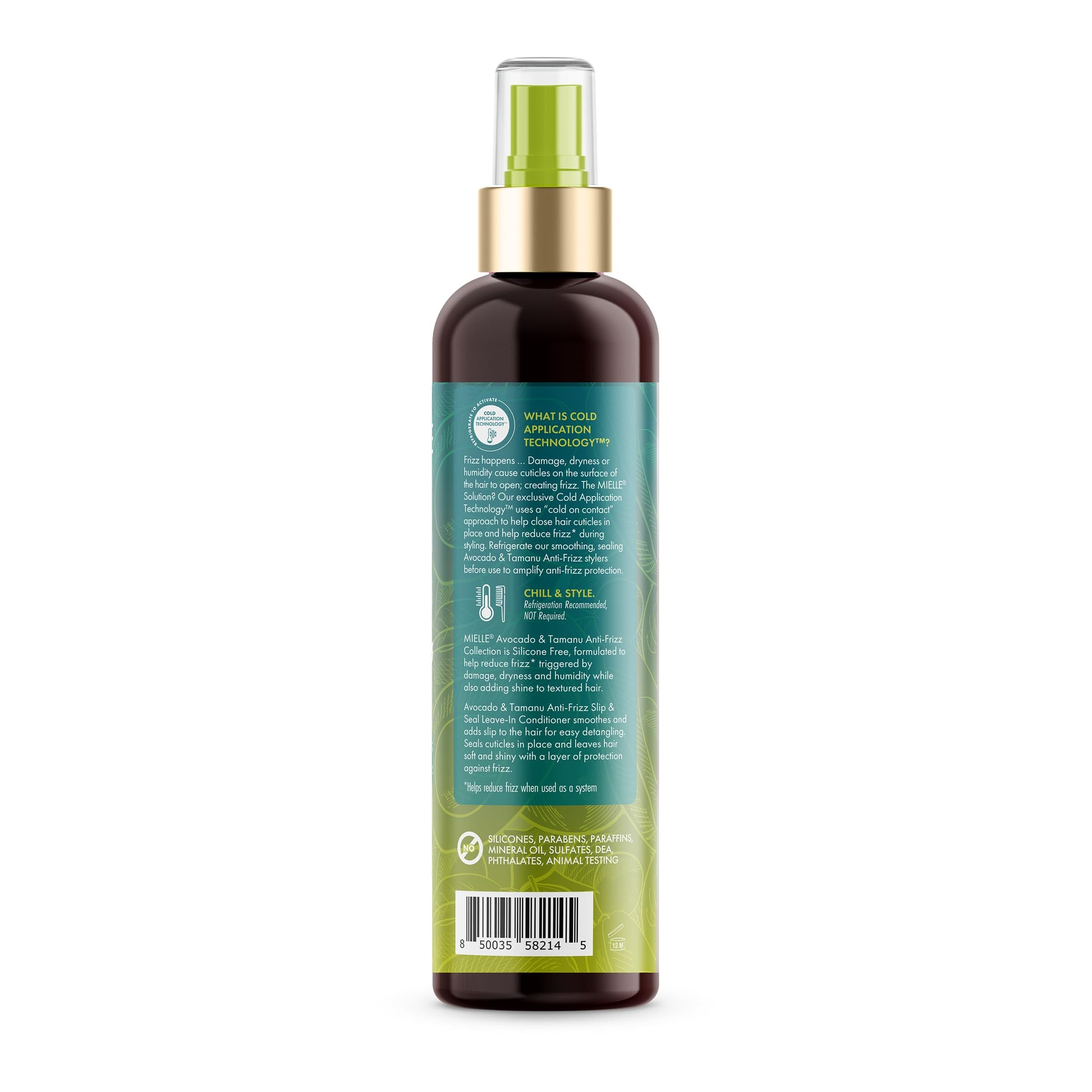 White Smoke Mielle Organics Avocado & Tamanu Hair Leave In Conditioner Spray for Frizz Control - Smoothing Detangler & Anti Frizz Treatment for Dry, Damaged Styles - Nourishes Scalp for Soft, Shiny Strands - 8 oz