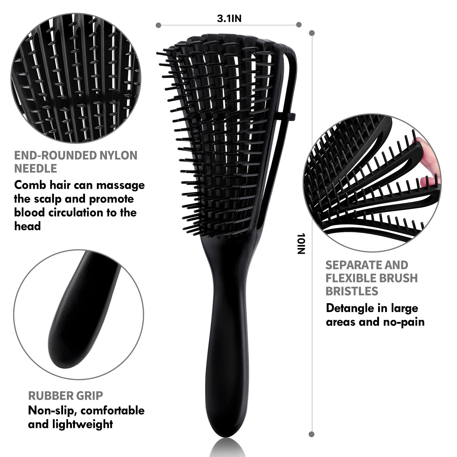 White Smoke 4pcs Curly Hair Brush Set for Adult & Kids, Wet or Dry, Detangling with Spray Bottle, Wide Tooth Comb (3+1, Red)