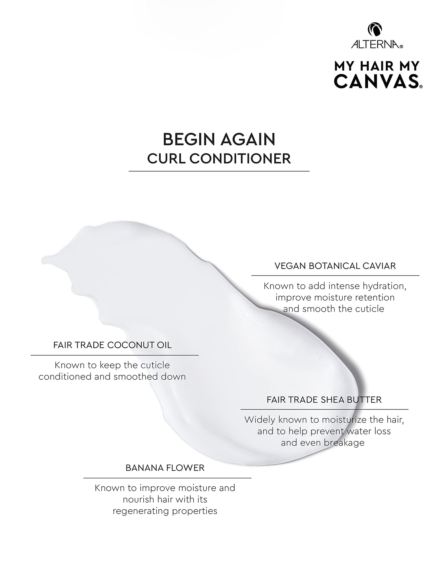 White Smoke My Hair. My Canvas. Begin Again Vegan Curl Enhancing Conditioner for Curly, Wavy, and Coily Hair, 33 oz