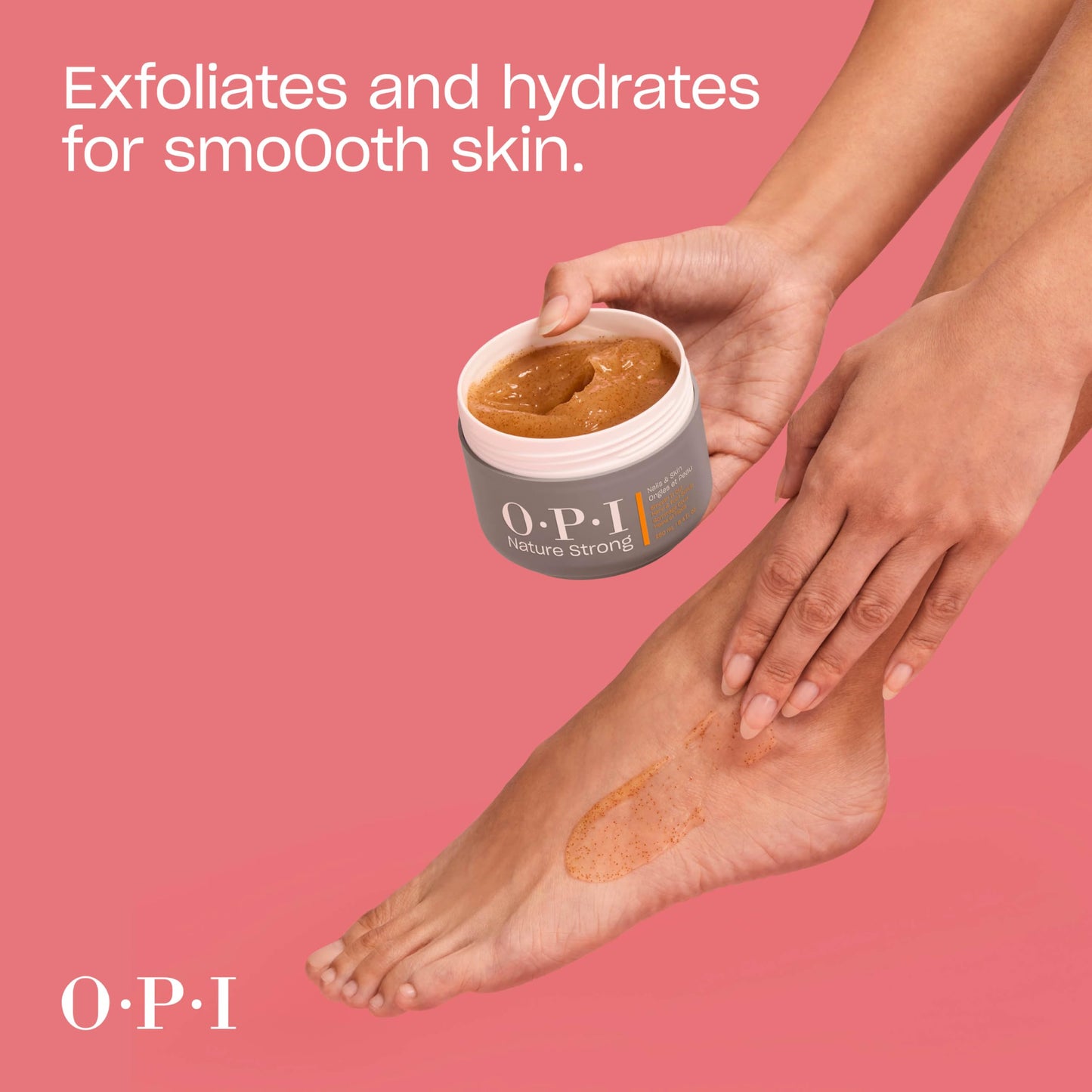 Light Coral OPI Nature Strong Nails & Skin - Smooth It Out Hand & Foot Scrub | Gently Exfoliates Rough, Dry Skin for Moisturizing, Hydrated Skin | 8.4 Fl Oz | 250 mL