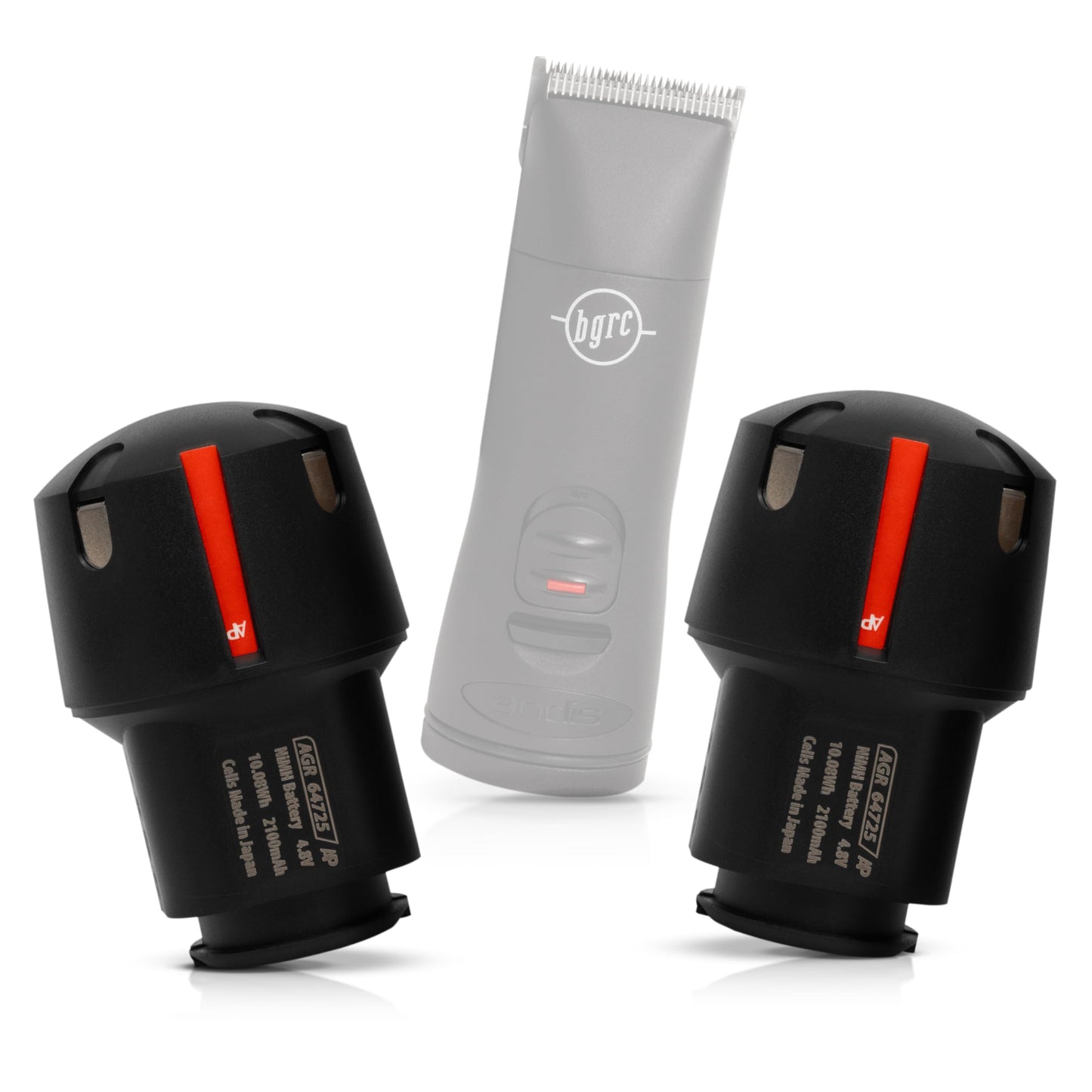 White Smoke Pack of Two High-Capacity Replacement Batteries for Andis PowerGroom AGR and BGR Clippers. NiMH, 2100mAh, Japanese Cells. Compatible with Andis Bgrc. Long-Lasting Power