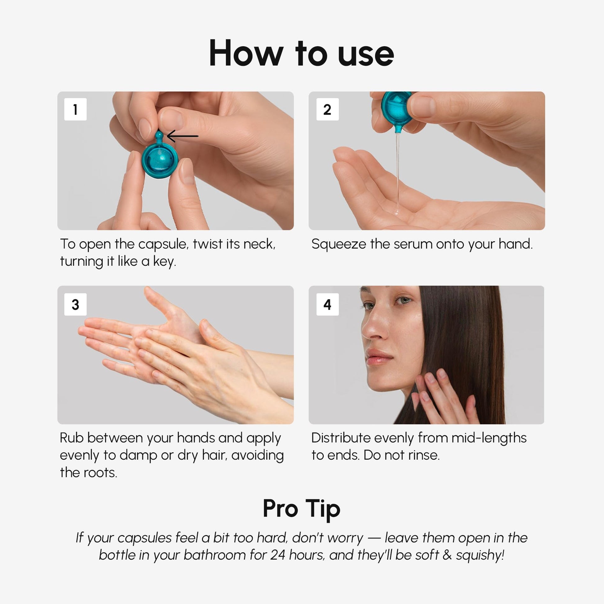 White Smoke MAREE Hair Serum for Frizzy Dry Hair – Styling Capsules with Keratin, Argan Oil, Vitamins A E B5 – UV & Heat Protectant Frizz Control Serum for Women – Aceite Para el Cabello Treatment