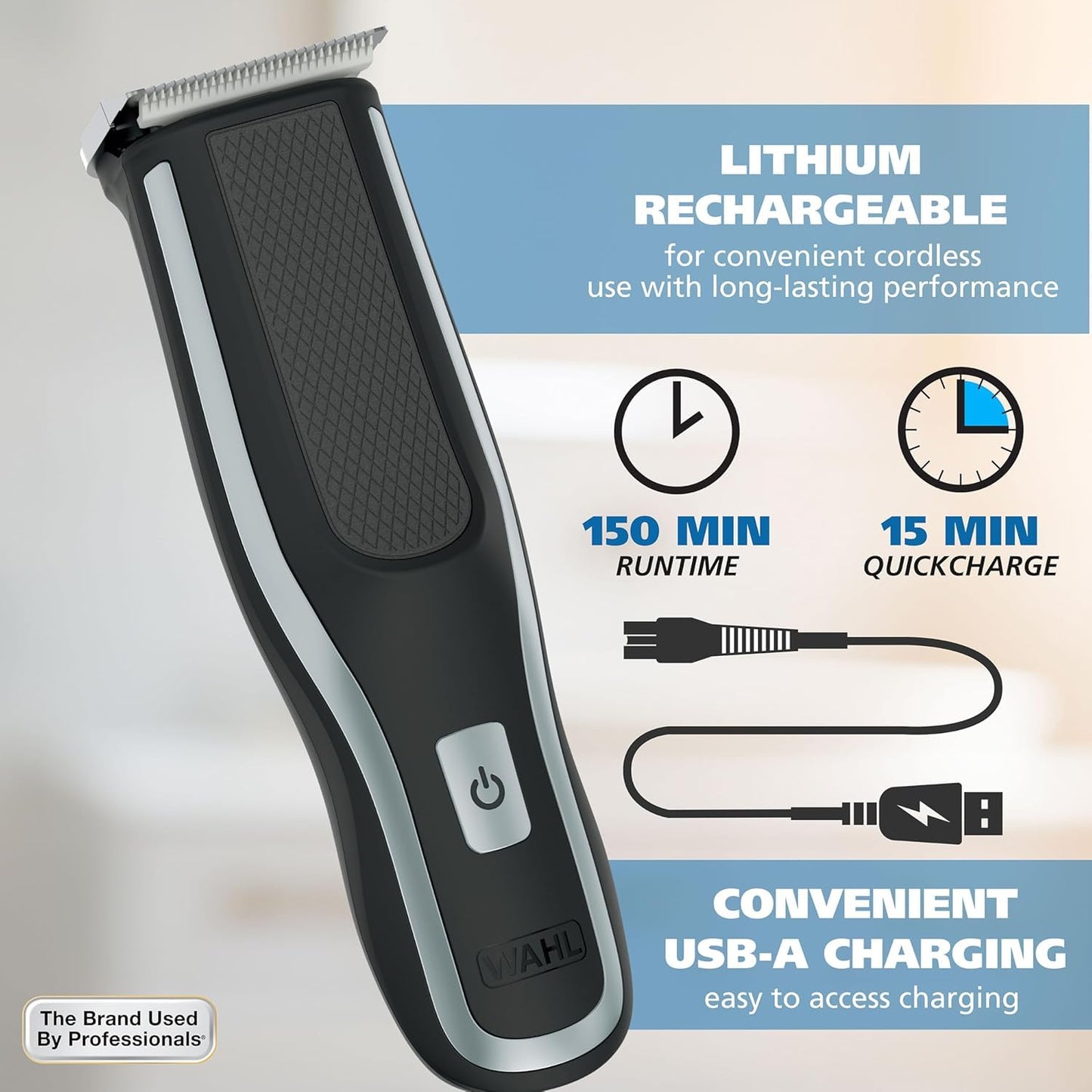 Gray Wahl Clipper Self-Haircut Pro Lithium Ion Cordless Hair Clippers, Easy to Use Self Haircutting Kit Designed for DIY Haircuts – Model 3026122