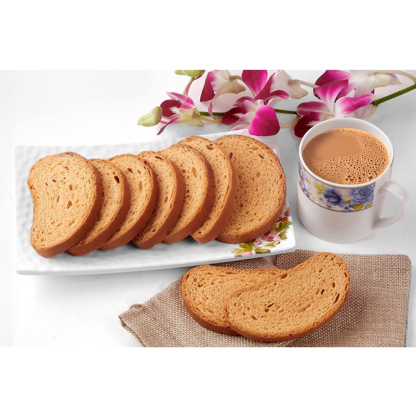 White Smoke Eggless Handcrafted Butter Suji Rusk/Toast/Premium/Long /Crunchy Rusk/Mouth-Watering Toast-400g(200g*2Pac)