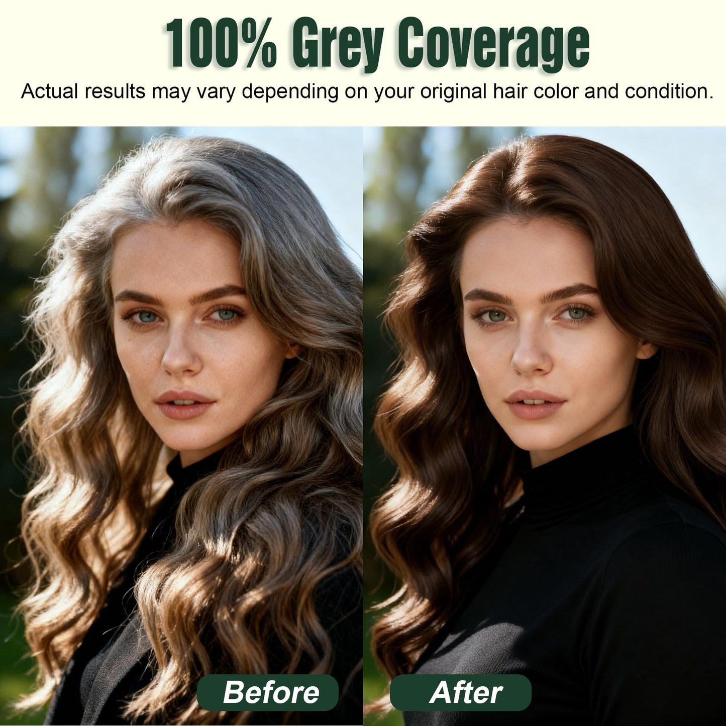 Black Hair Dye Shampoo PPD-Free for Sensitive Scalp, Comb-In Root Touch-Up Light Brown 6 in 1 Herbal Gentle Formula Gray Coverage for Men Women, Ammonia-Free, Semi-Permanent (6.76fl oz/200ml)
