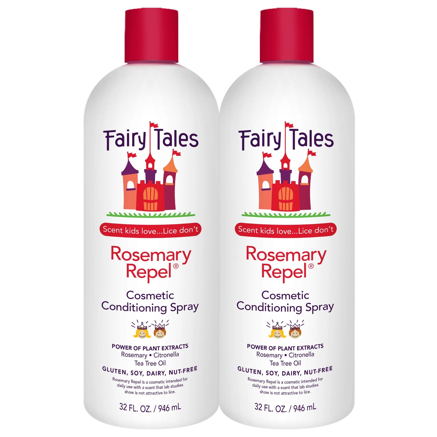 White Smoke Fairy Tales Rosemary Repel Daily Kids Conditioning Spray REFILL– Kids Like the Smell, Lice Do Not, 32 fl oz. (Pack of 2)