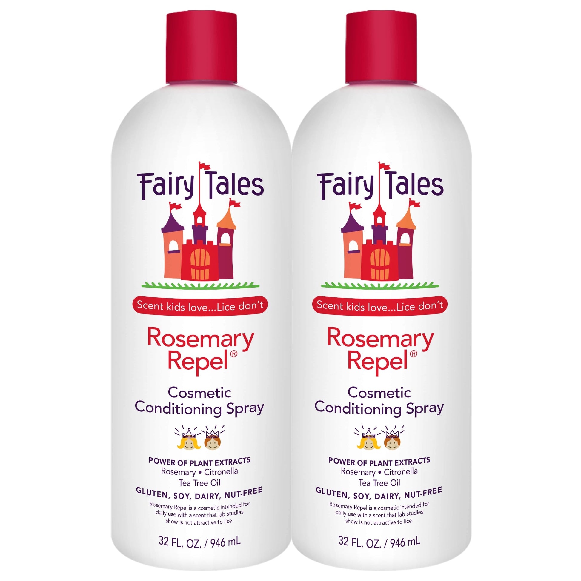 White Smoke Fairy Tales Rosemary Repel Daily Kids Conditioning Spray REFILL– Kids Like the Smell, Lice Do Not, 32 fl oz. (Pack of 2)