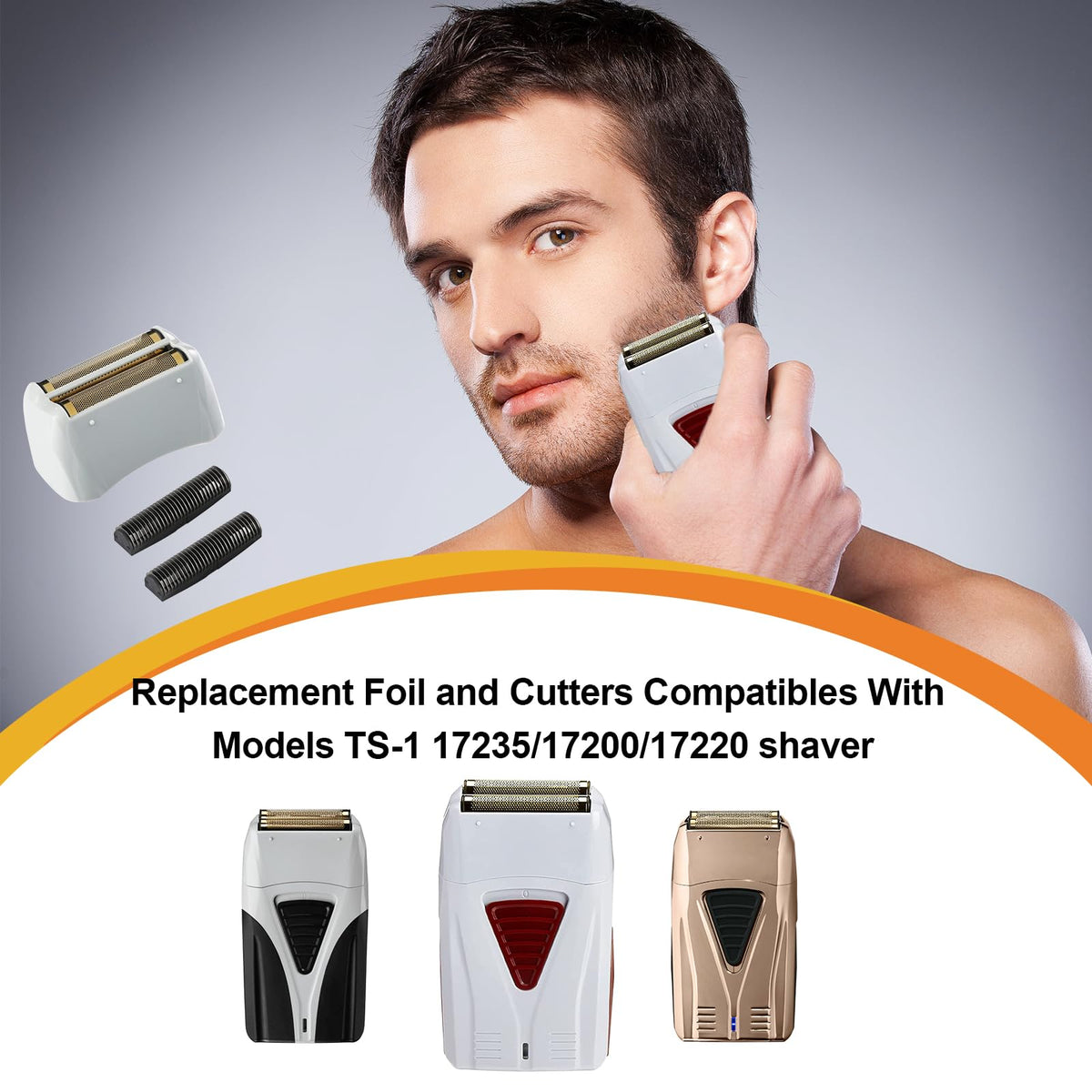 White Smoke 4 Pack Pro Shaver Replacement Foil and Cutters compatible with andis 17150(TS-1) shaver ProFoil Lithium replacement, Golden