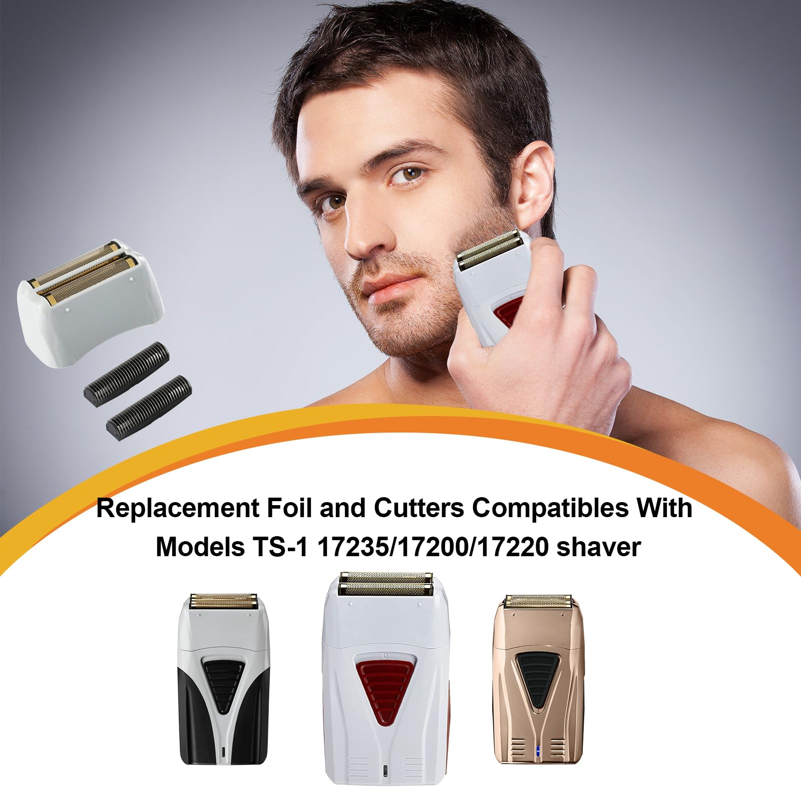 White Smoke Pro Shaver Replacement Foil & Cutter Compatible With Andis 17150(TS-1)/17155/17200 shaver ProFoil Lithium replacement,2 Count