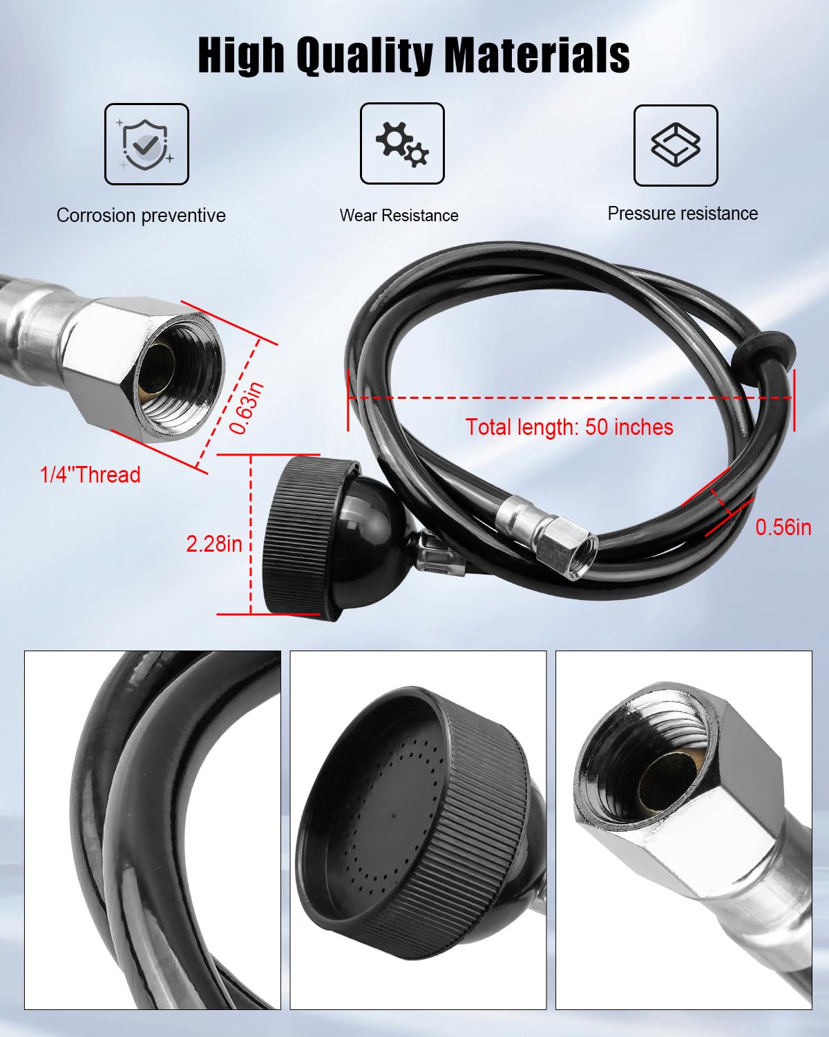 White Smoke 2 Pack Salon Shampoo Bowl Sprayer Head 1/4 Thread with Black Rubber Hose to Attach Shampoo Bowl Faucet Vacuum Breaker, Sink Replacement Part for Salon, Barber Shop, Spa