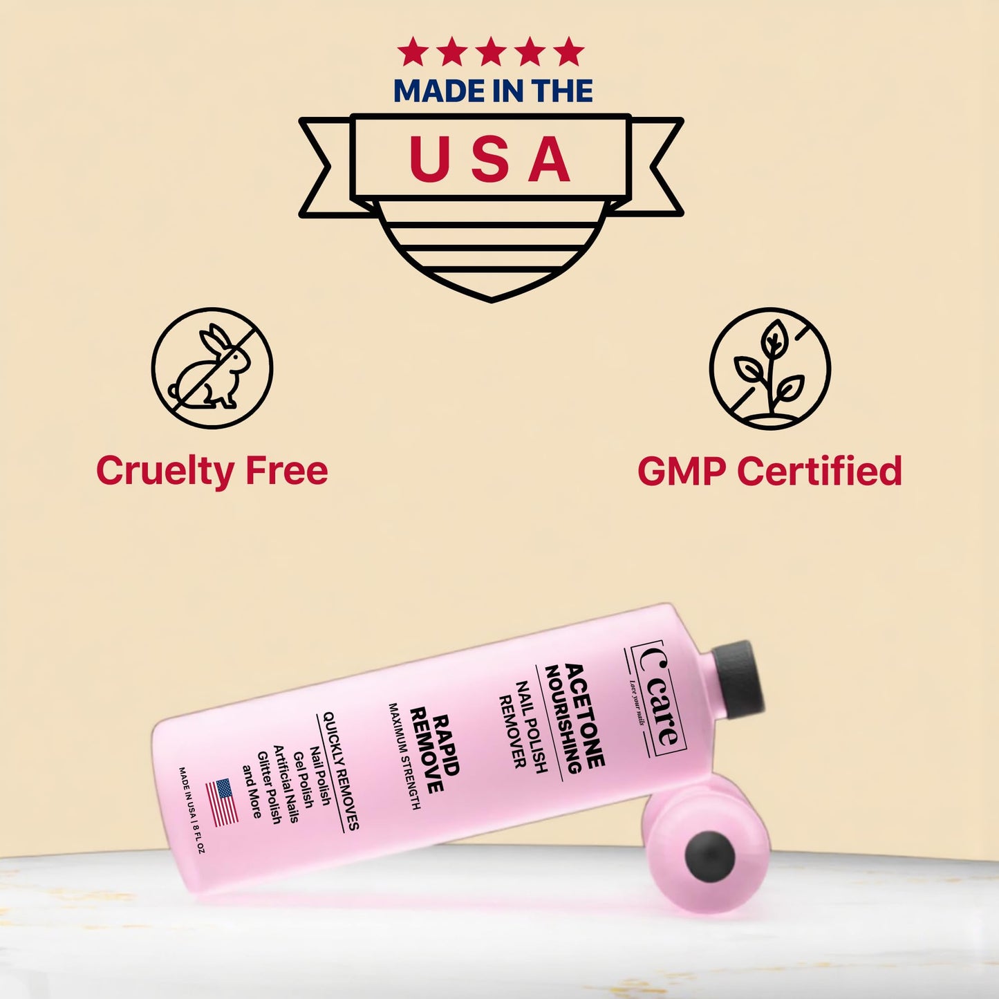 Bisque Nourishing Acetone Nail Polish Remover | Professional Quality | Rapidly Removes Natural, Natural, Gel, Acrylic, and Glitter Nails | 16 Fl oz