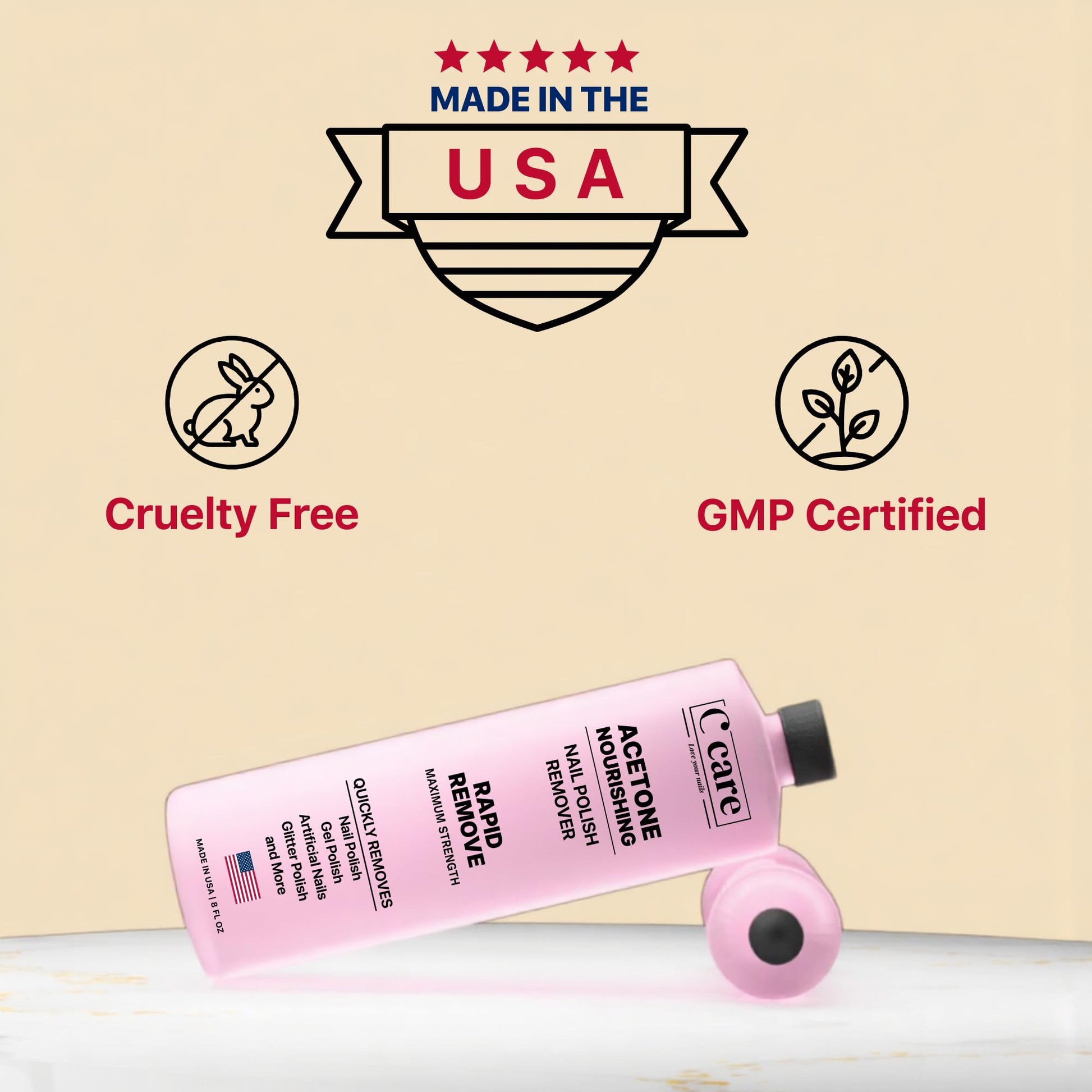Bisque Nourishing Acetone Nail Polish Remover | Professional Quality | Rapidly Removes Natural, Natural, Gel, Acrylic, and Glitter Nails | 16 Fl oz