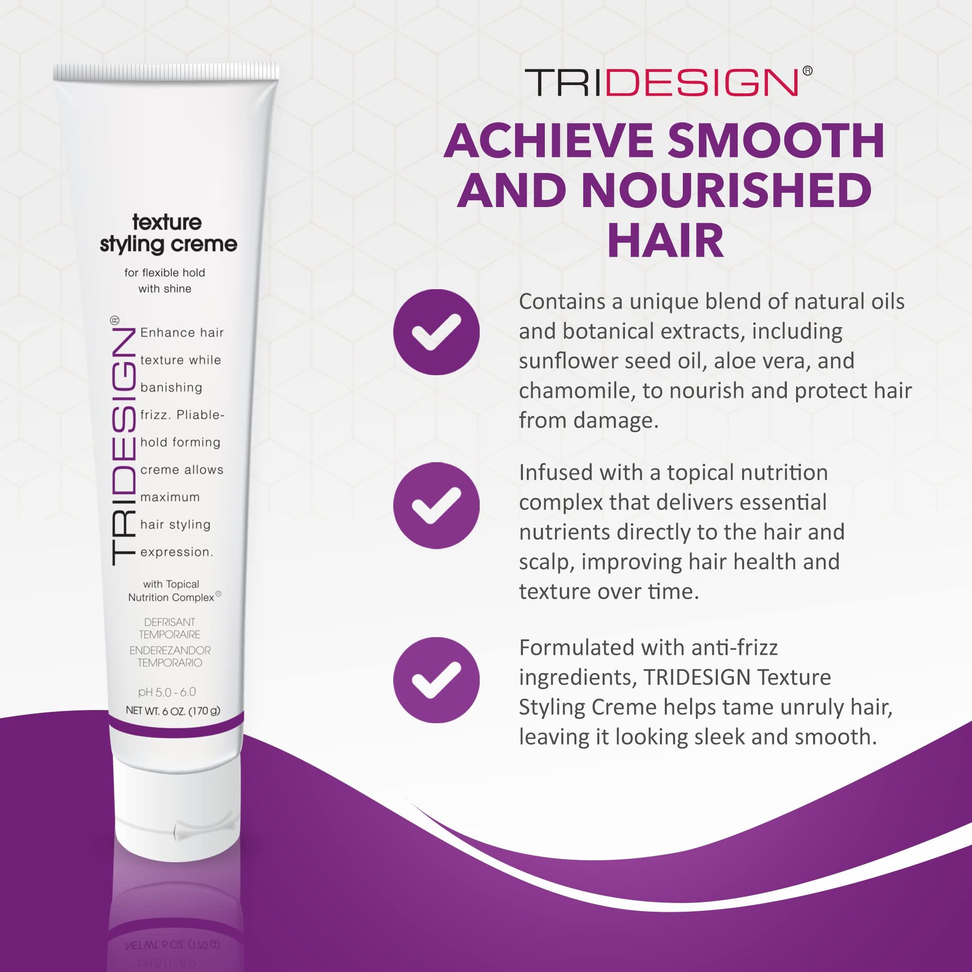 White Smoke TRIDESIGN Texture Styling Creme with Topical Nutrition Complex - Hair Styling Products for Men and Women, Scented Smoothing Cream for Hair, Anti Frizz hair Products 6oz/199g Tube