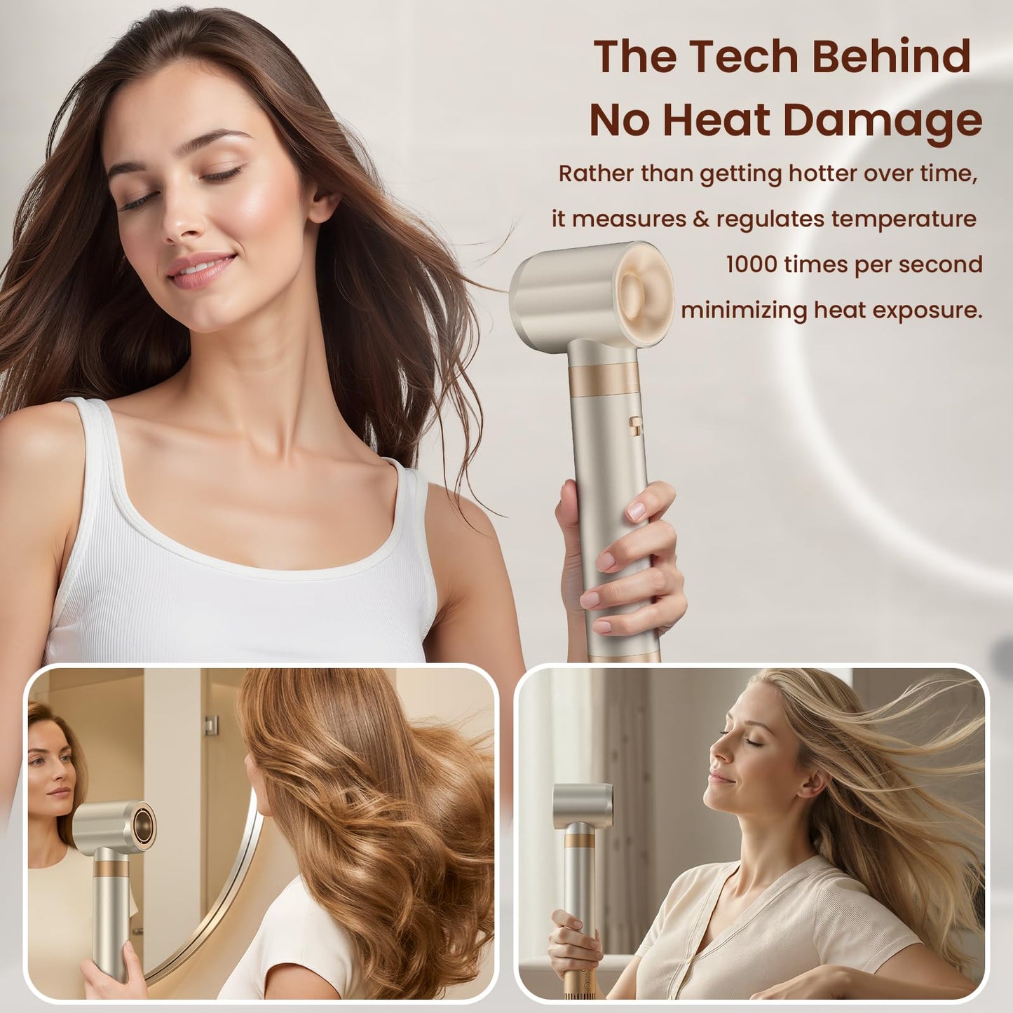 Light Gray MESCOMB 6 in 1 Hair Dryer and Straightener, Hot Air Styler Wrap - Fast Drying, 1400W Air Dryer with Straightener, Frizz-Free Blowout Brush for Smoothing & Curling, Volumizing