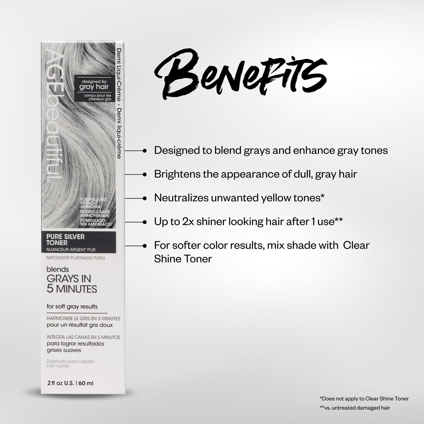 Lavender AGE beautiful Pure Silver Demi Liqui-Creme 5-Minute Toner | Blend & Enhance Gray Hair with Soft Gray Tones | Neutralize Yellow Tones | Professional Salon Color