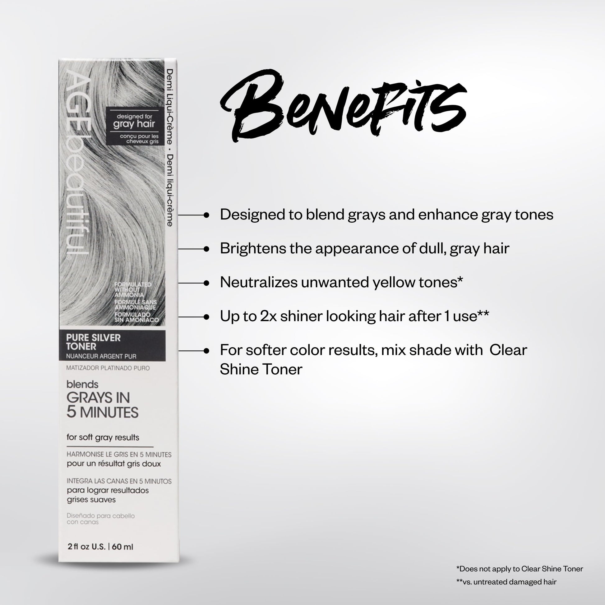 Lavender AGE beautiful Pure Silver Demi Liqui-Creme 5-Minute Toner | Blend & Enhance Gray Hair with Soft Gray Tones | Neutralize Yellow Tones | Professional Salon Color