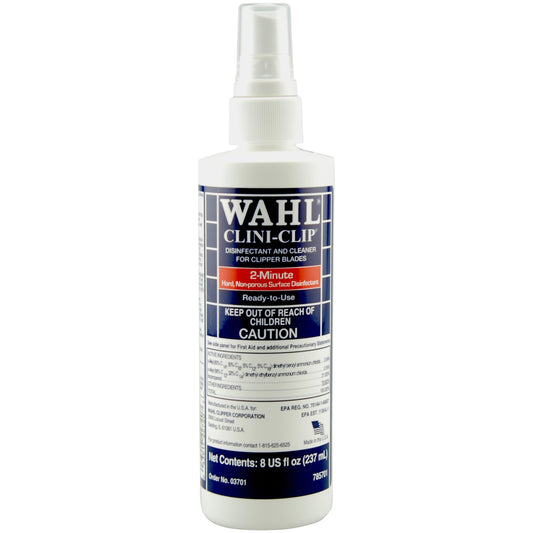 White Smoke Wahl Professional Clini-Clip Spray, Fast-Acting Cleaner and Lubricant for Clipper Blades, Purifies Grooming Tools, Reduces Friction and Heat, 8 Fl Oz