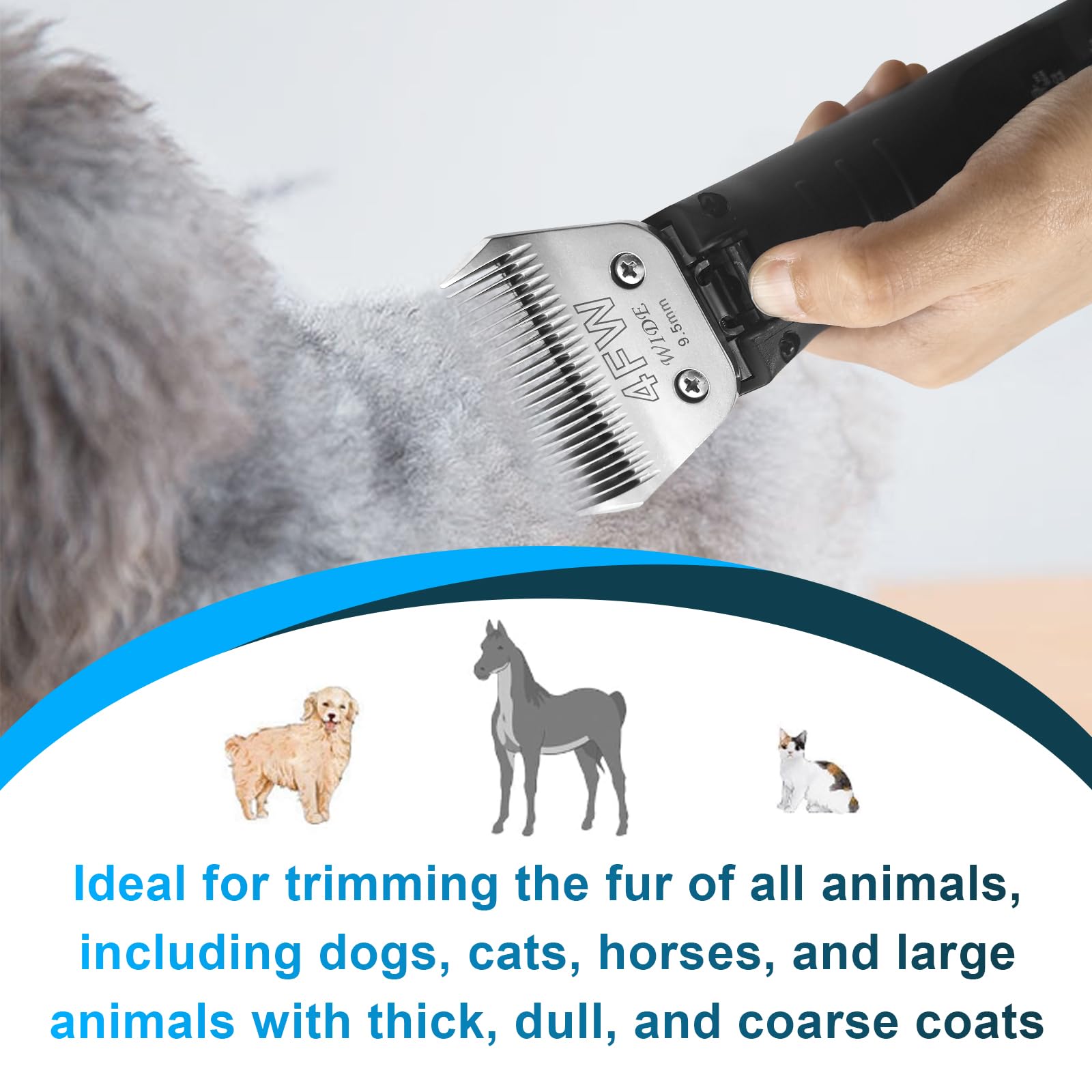 White Smoke Newbulu 5FW Dog Grooming Wide Blade,Detachable Pet Dog Grooming Blades,Compatible with Andis,Oster A5,Wahl km10 Clippers.Cutting Length 1/4 in(6.3mm)