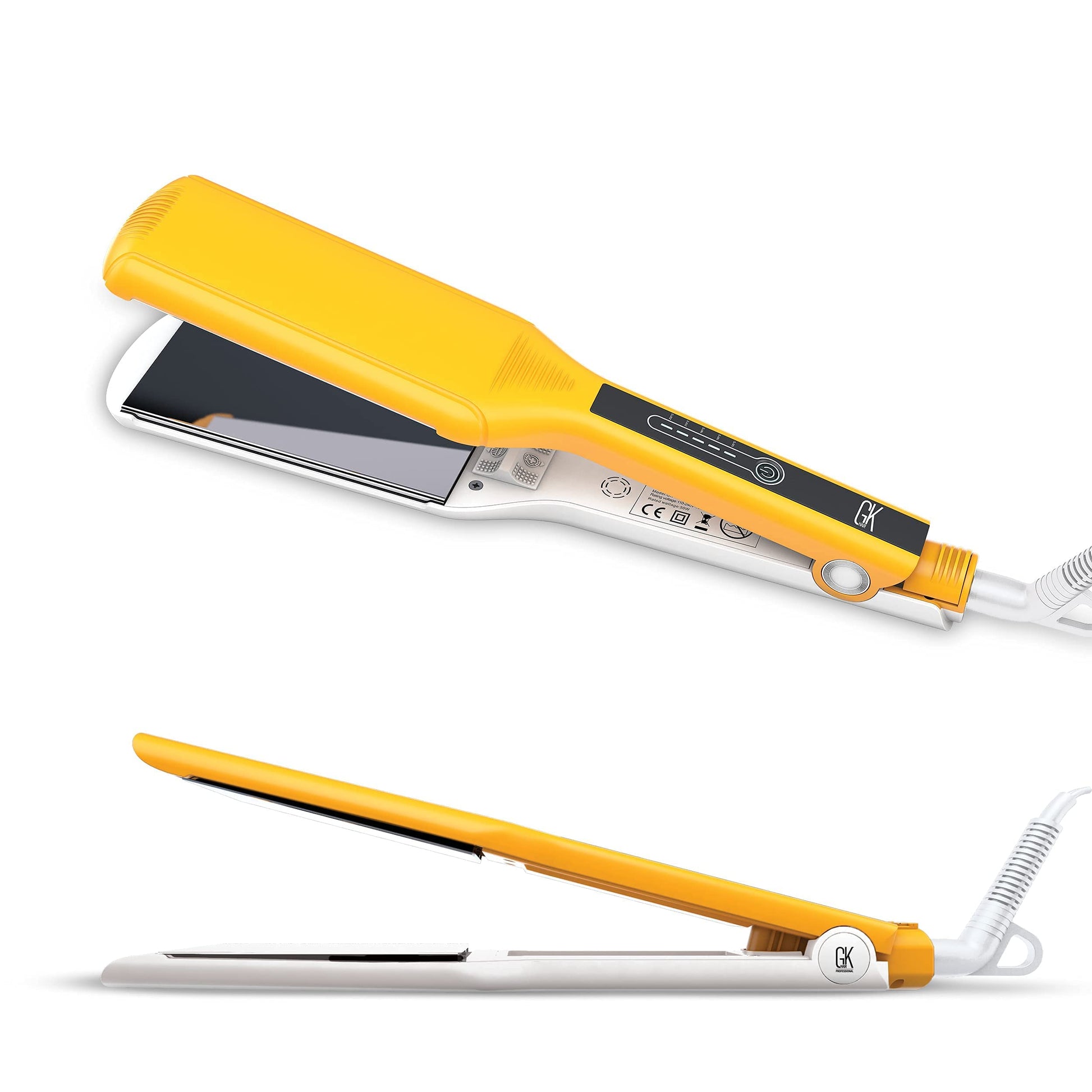 White Smoke GK HAIR Global Keratin One Control Titanium Styling Flat Iron, 1.5 inches Wide Plates, Auto Shutoff, Professional Straightener, All Hair Types, 150C-232C