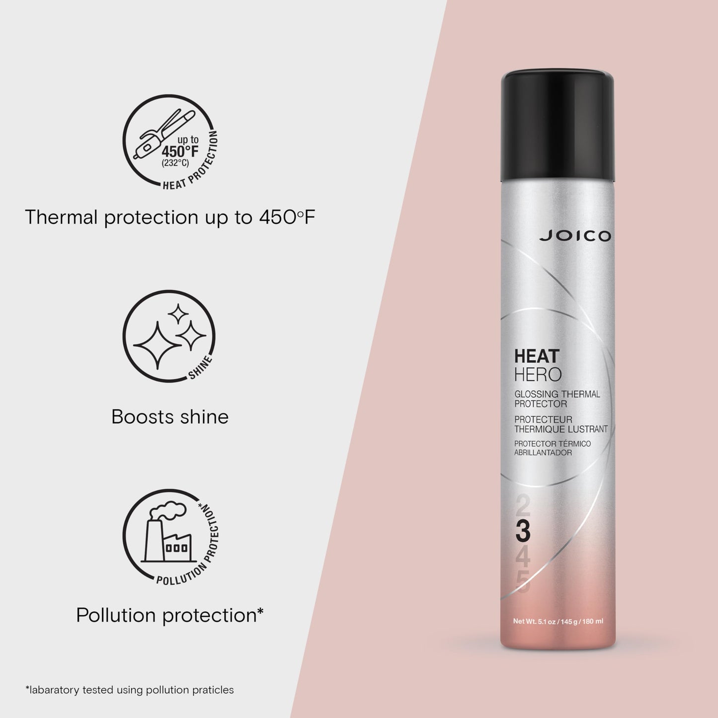 Lavender Joico Heat Hero Glossing Thermal Protector | For Most Hair Types | Thermal Heat & Humidity Protection | Reduce Split Ends | Boost Shine | Paraben & Sulfate Free | 145g | 5.1 oz