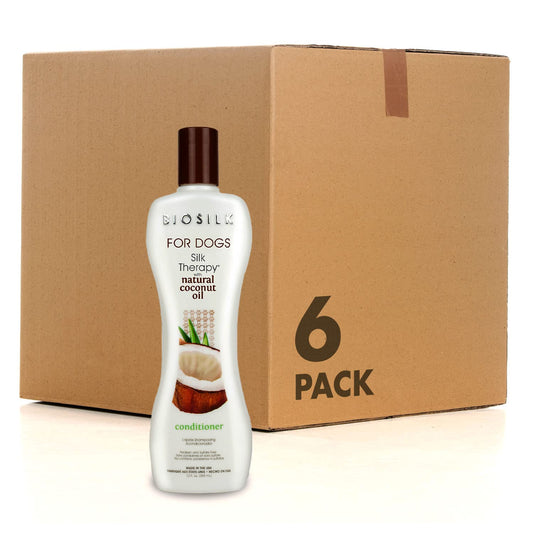 Dark Khaki BioSilk for Dogs Silk Therapy Conditioner with Natural Coconut Oil | Pet Conditioner - 6 Pack