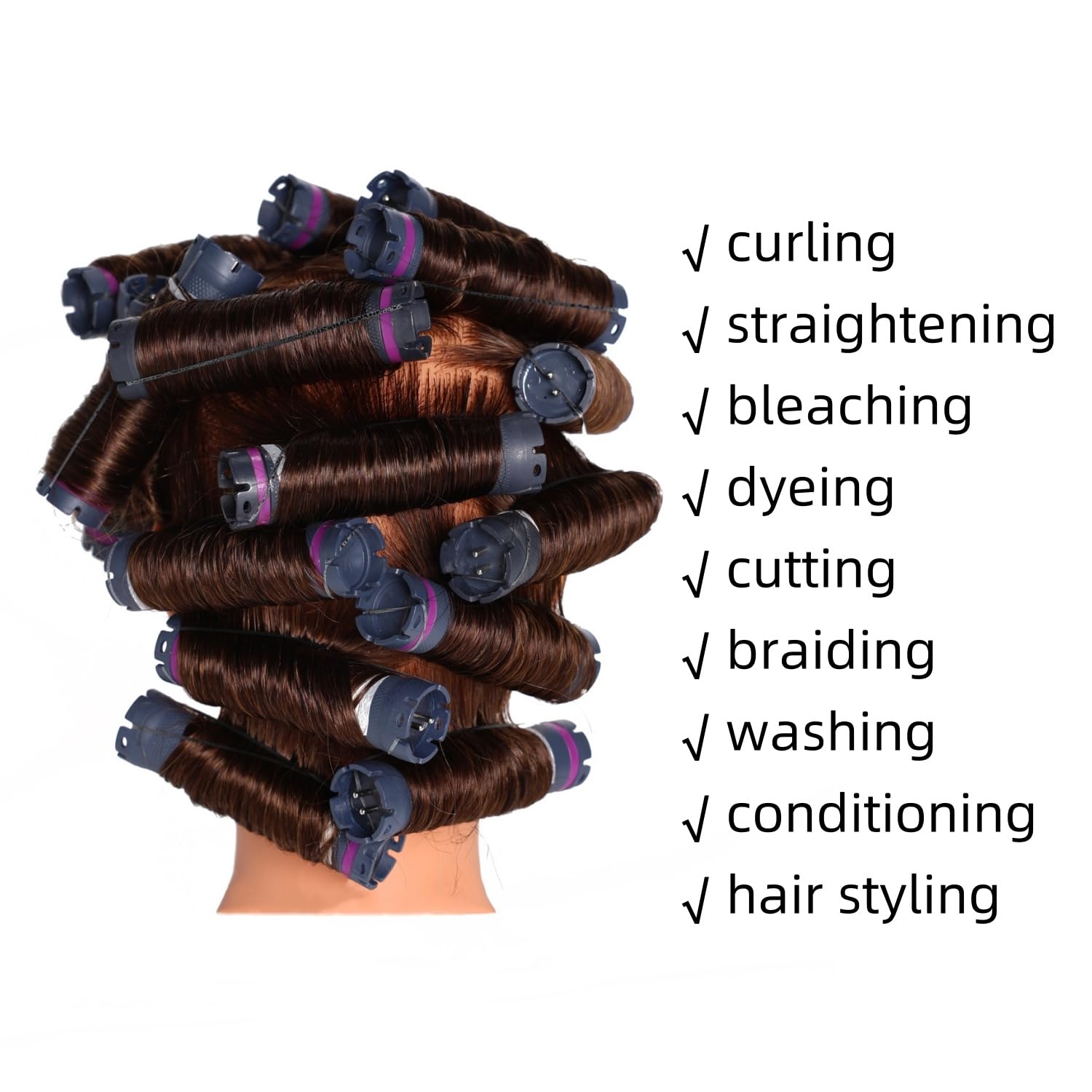 White Smoke Hairingrid Mannequin Head 20"-22" 100% Human Hair Hairdresser Cosmetology Mannequin Manikin Training Head Hair and Free Clamp Holder (1906LB0414)