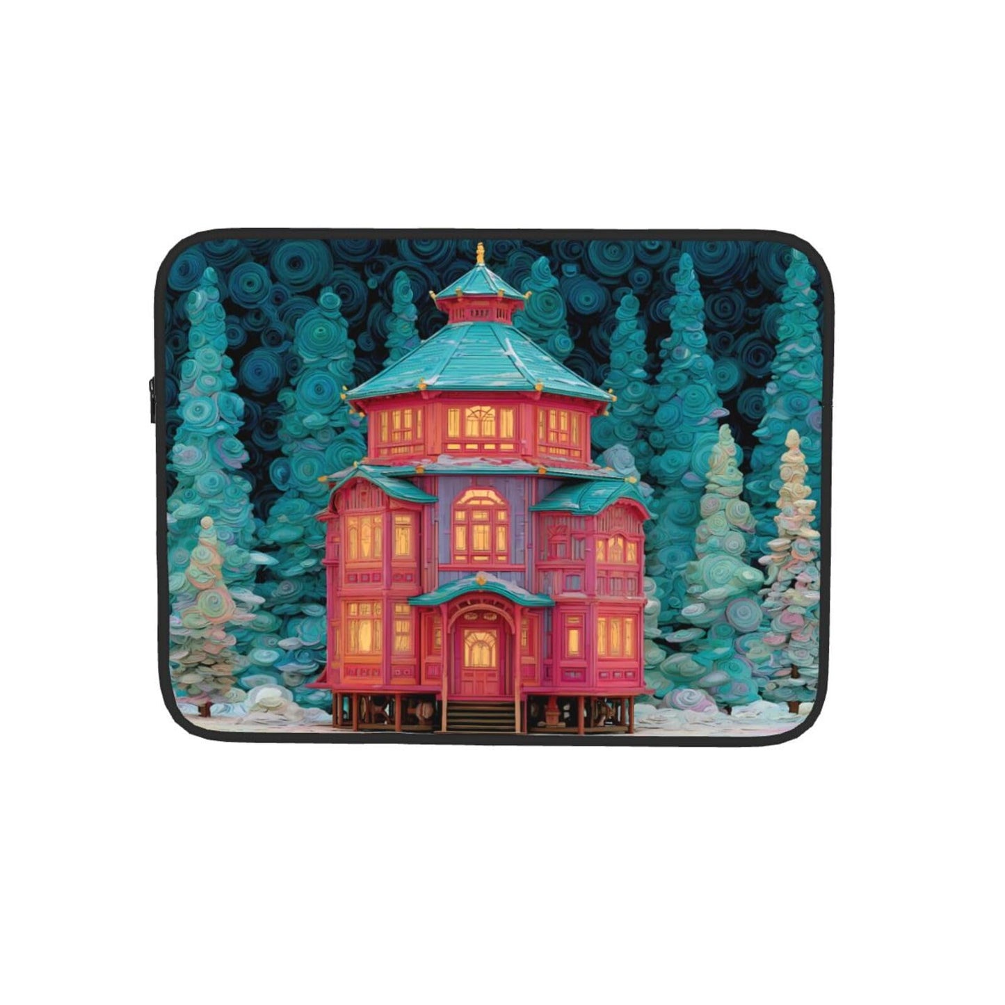 Dark Slate Gray 10 Inch Portable And Shockproof Laptop Bag With Unique Enchanted Alcove Print, For Work, University, And Commuting