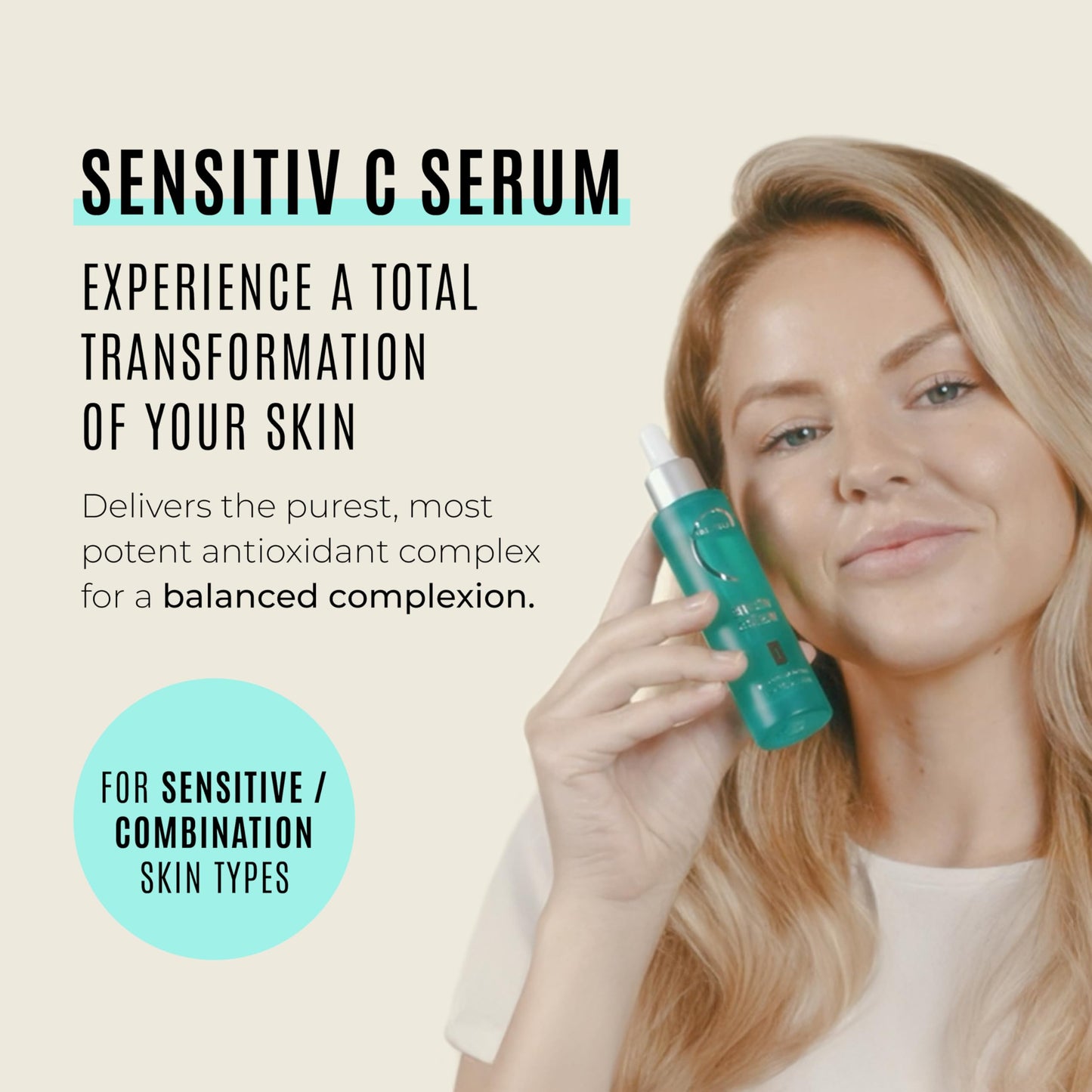 Antique White Malibu C Sensitiv C Face Serum - Vitamin C Serum for Combination & Sensitive Skin - Balances, Brightens & Protects with Ascorbic Acid, Allantoin & Pro Vitamin B5 (1 fl oz)