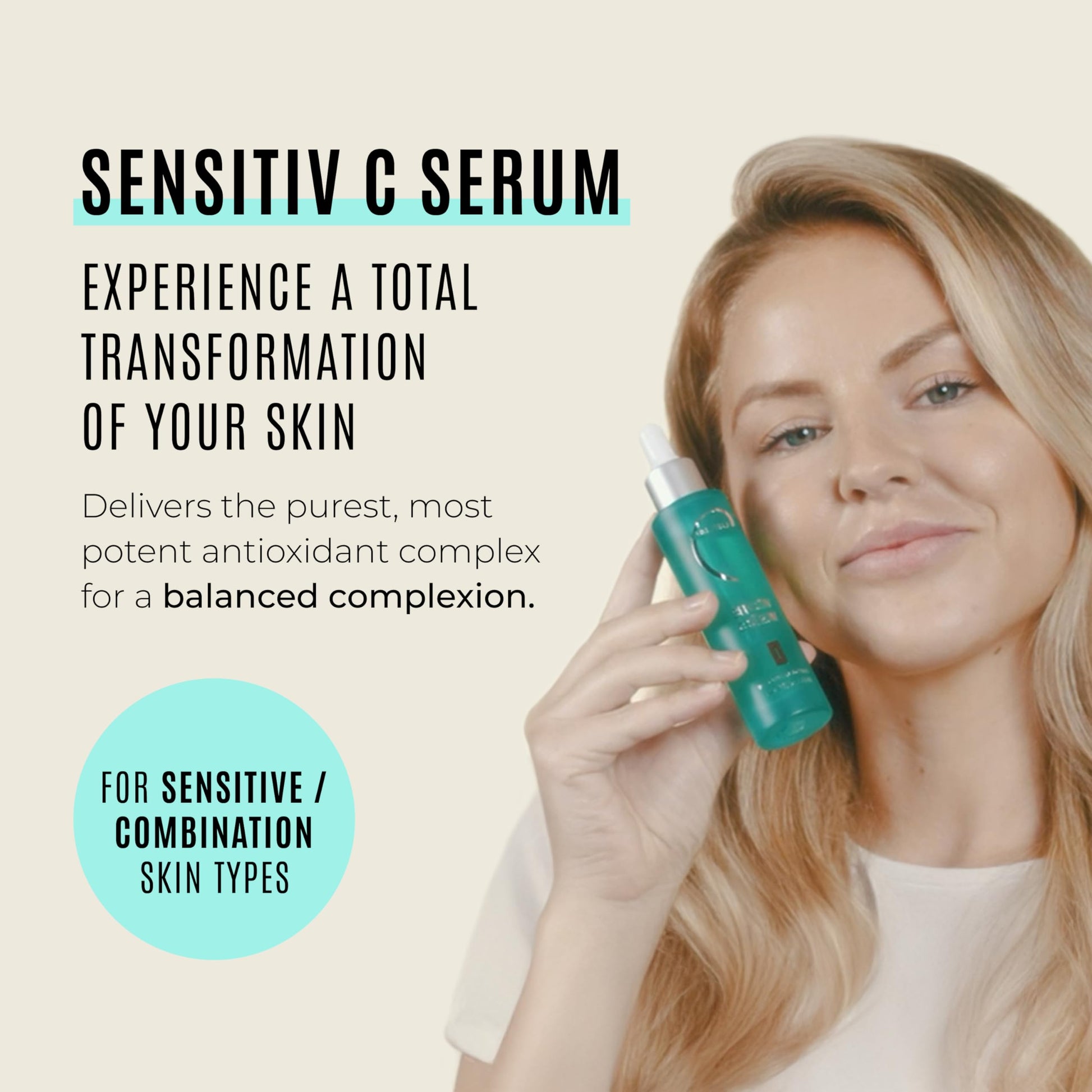 Antique White Malibu C Sensitiv C Face Serum - Vitamin C Serum for Combination & Sensitive Skin - Balances, Brightens & Protects with Ascorbic Acid, Allantoin & Pro Vitamin B5 (1 fl oz)
