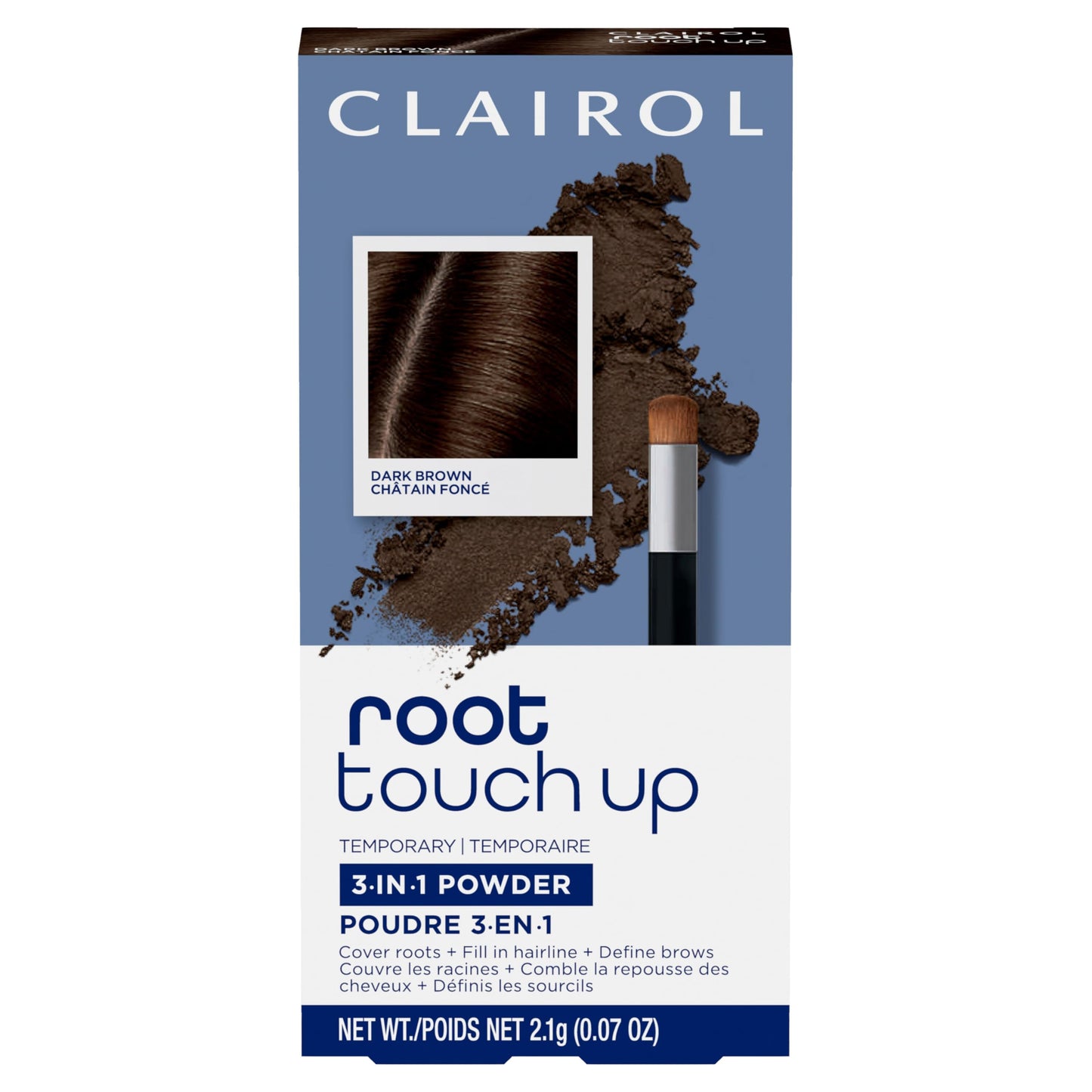White Smoke Clairol Root Touch-Up Temporary Concealing Powder, Dark Brown Hair Color | Ammonia Free | Instantly Cover Roots + Define Eyebrows | On-the-Go Compact with Mirror and Application Brush | Pack of 1