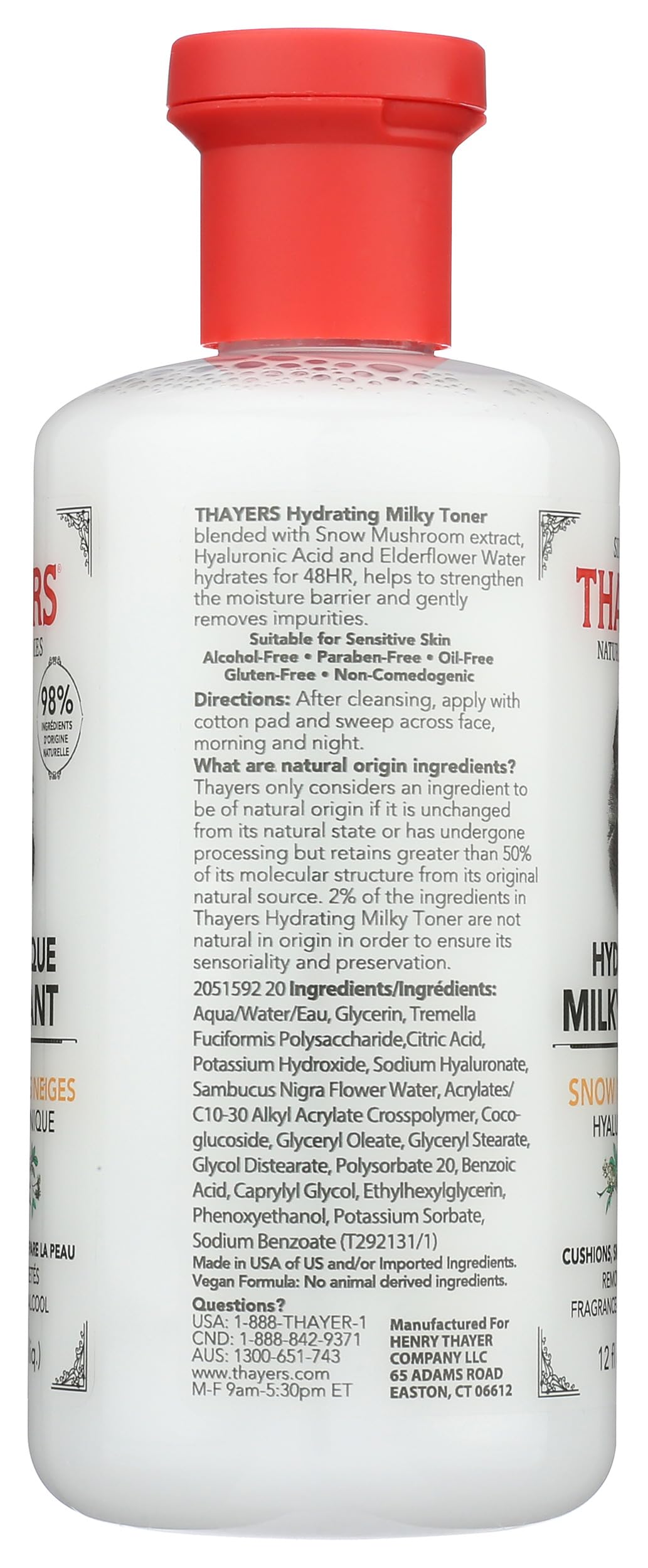 Lavender THAYERS Hydrating Milky Face Toner, 12 FZ