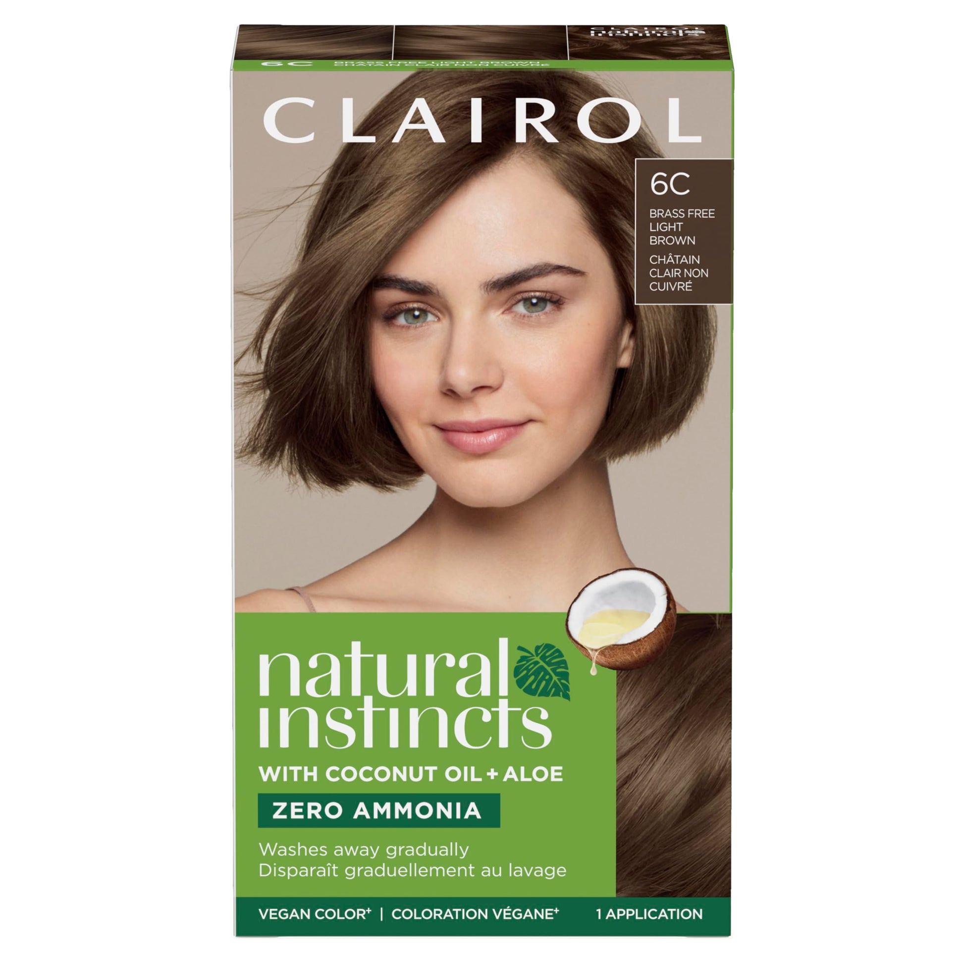 Dark Gray Clairol Natural Instincts Demi-Permanent Hair Dye, 6C Light Brown Hair Color, Pack of 1