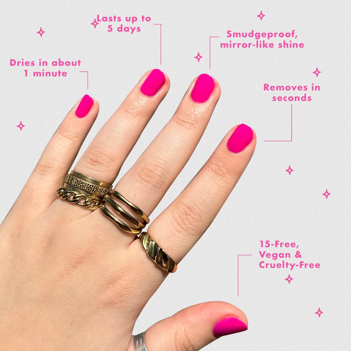 Lavender Olive & June Quick Dry Nail Polish | Spring Pastel Nails | Instant Fast-Drying Smudgeproof | 15-free Vegan Cruelty-Free | Lasts up to 5 Days | Salon-Quality Manicure Pedicure | Wildest Magenta Purple