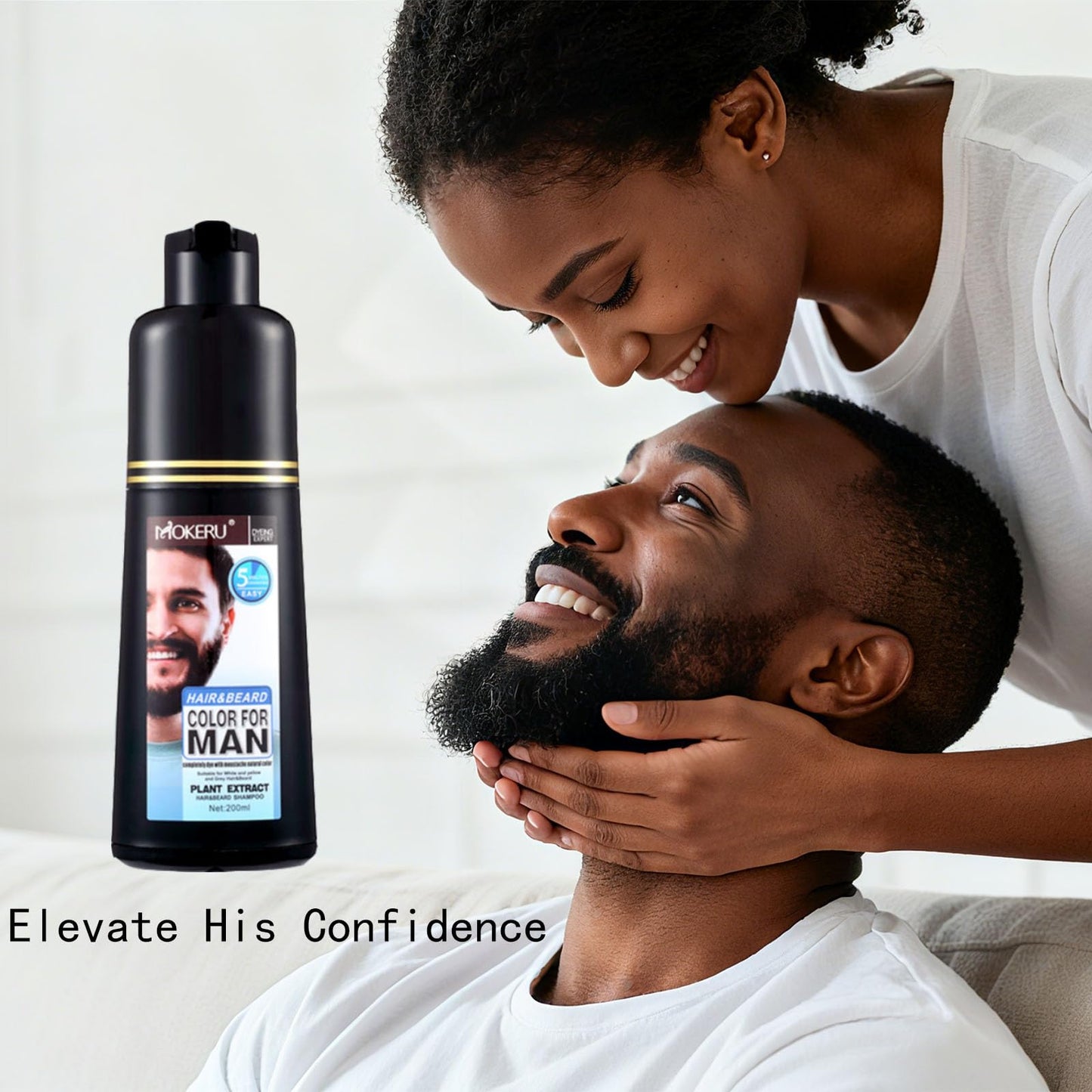 Lavender COSYAGE Black Beard Dye Shampoo for Men 5 Minute Gray Coverage with Argan & Coconut Oil, No-Mess Formula, Lasts 5 Weeks, 200ML (Beard & Mustache)